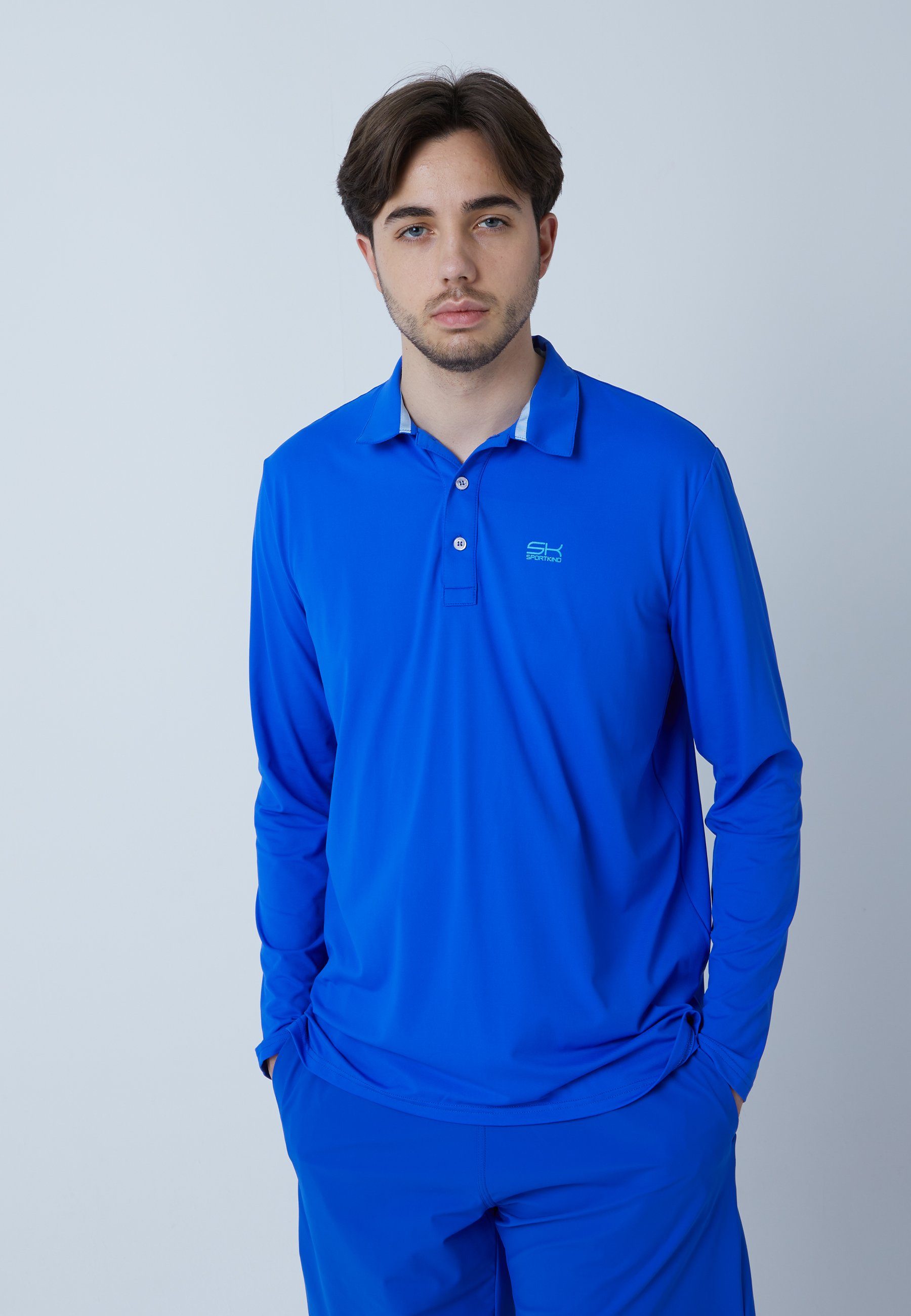 Jungen Golf & kobaltblau SPORTKIND Herren Langarm Shirt Polo Funktionsshirt