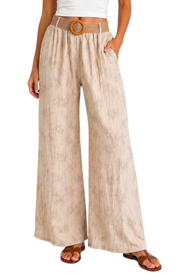 Mississhop Palazzohose Damen Palazzo Hose mit weitem Bein und elastischem Bund mit Gürtel S/M