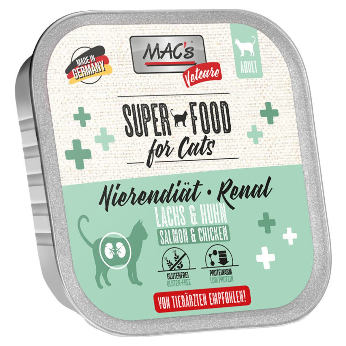 MAC'S Vetcare Nierendiät mit Lachs & Huhn 100 g - 16 Stück, für: Katze von MAC'S