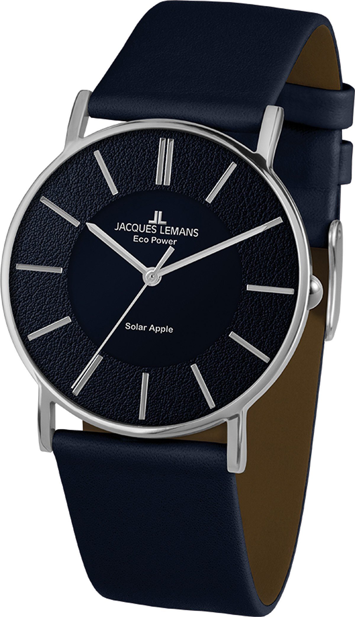 Jacques Lemans Solaruhr Eco Power Solar Apple 1-2113C, Armbanduhr, Herrenuhr, Damenuhr, gehärtetes Crystexglas