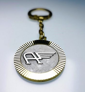 HR Autocomfort Schlüsselanhänger Metall AUSTIN MOTOR Co. Schlüsselsammler Diamantschliff Anhänger aus 1954