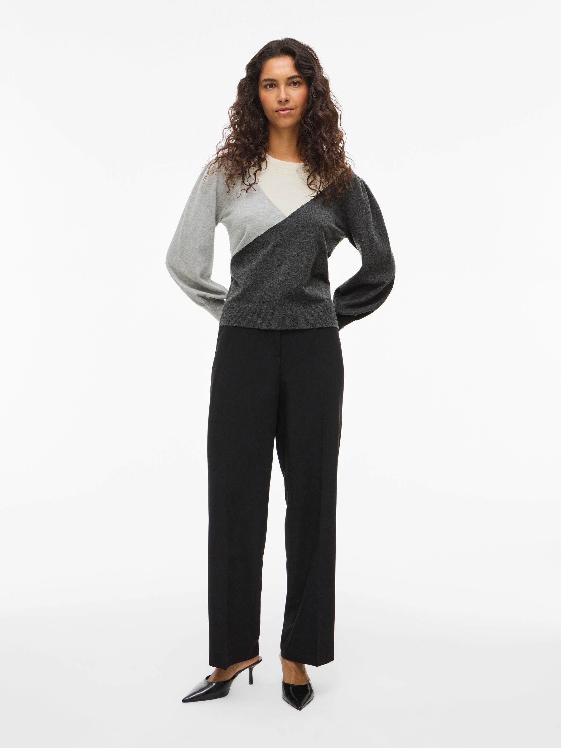 Vila Longpullover Geometrisches Design mit eleganten Akzenten (1-tlg) VIKER günstig online kaufen