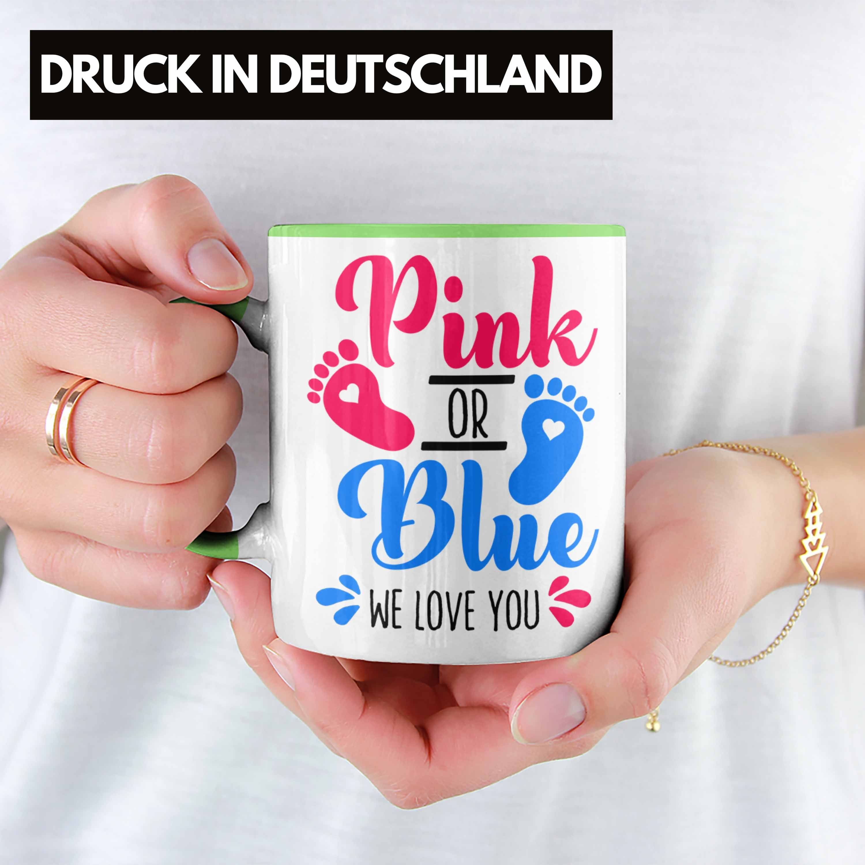 Trendation Tasse Tasse Gender Baby Blue Geschenk Grün Love Pink Or You We Überraschun Reveal