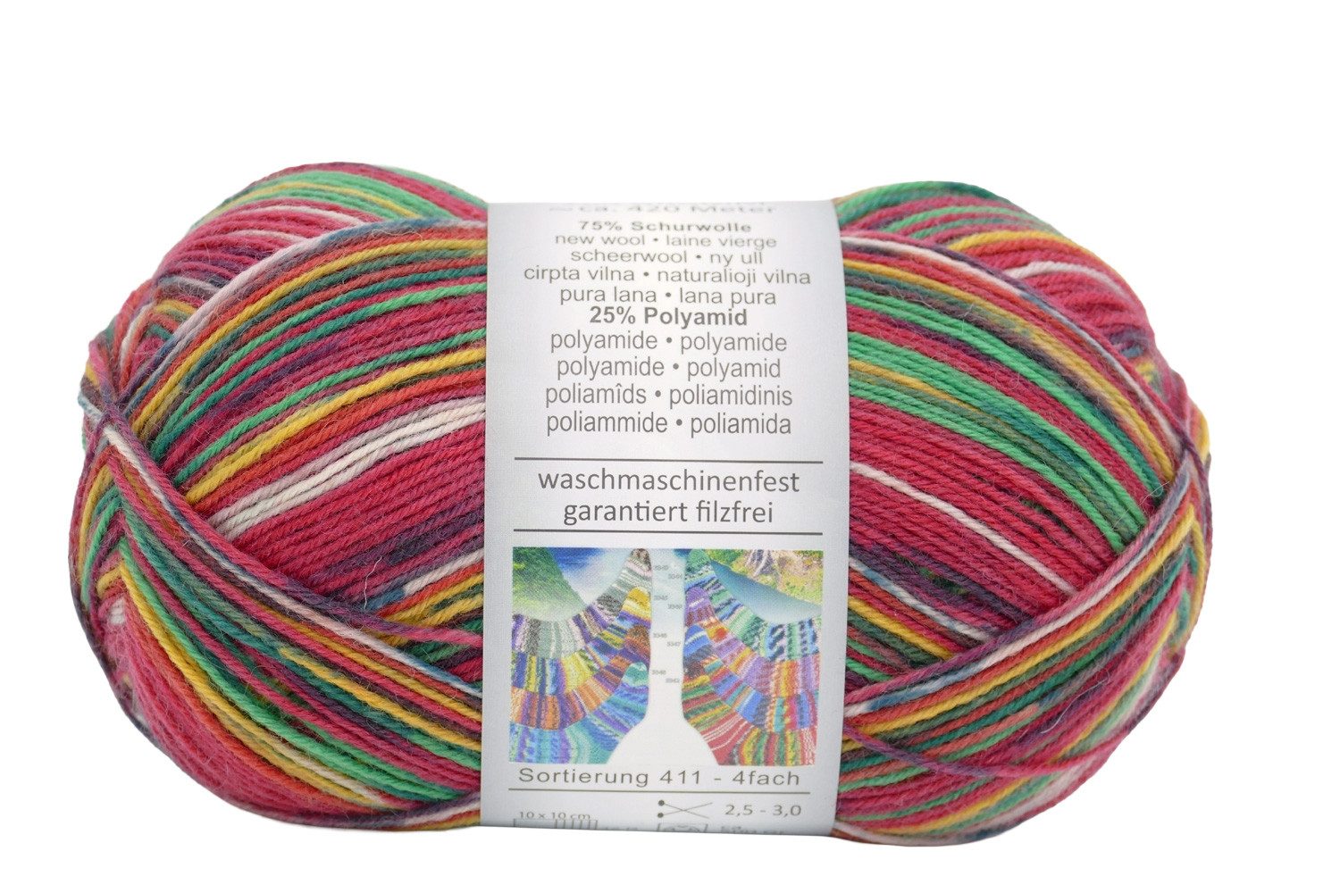 Online Garne Sockenwolle 4fach, Supersocke 4 fädig, Sockengarn mit Farbverlauf Häkelwolle, 420 m (Sockenwolle 4 fach, Strumpfwolle, Sockenwolle 4 fädig), 100g, 75% Schurwolle, 25% Polyamid