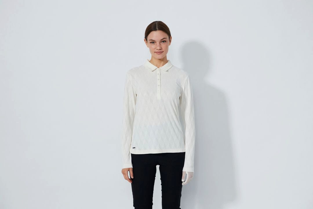 Daily Sports Poloshirt Daily Sports Golf Polo Jaquard Graphic Longsleeve Beige Damen