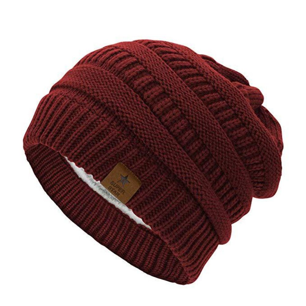 Blusmart Fleecemütze Winterstrickmütze (Grobstrick, gefüttert, Thermomütze) Unisex, ein Must-Have für den Winter