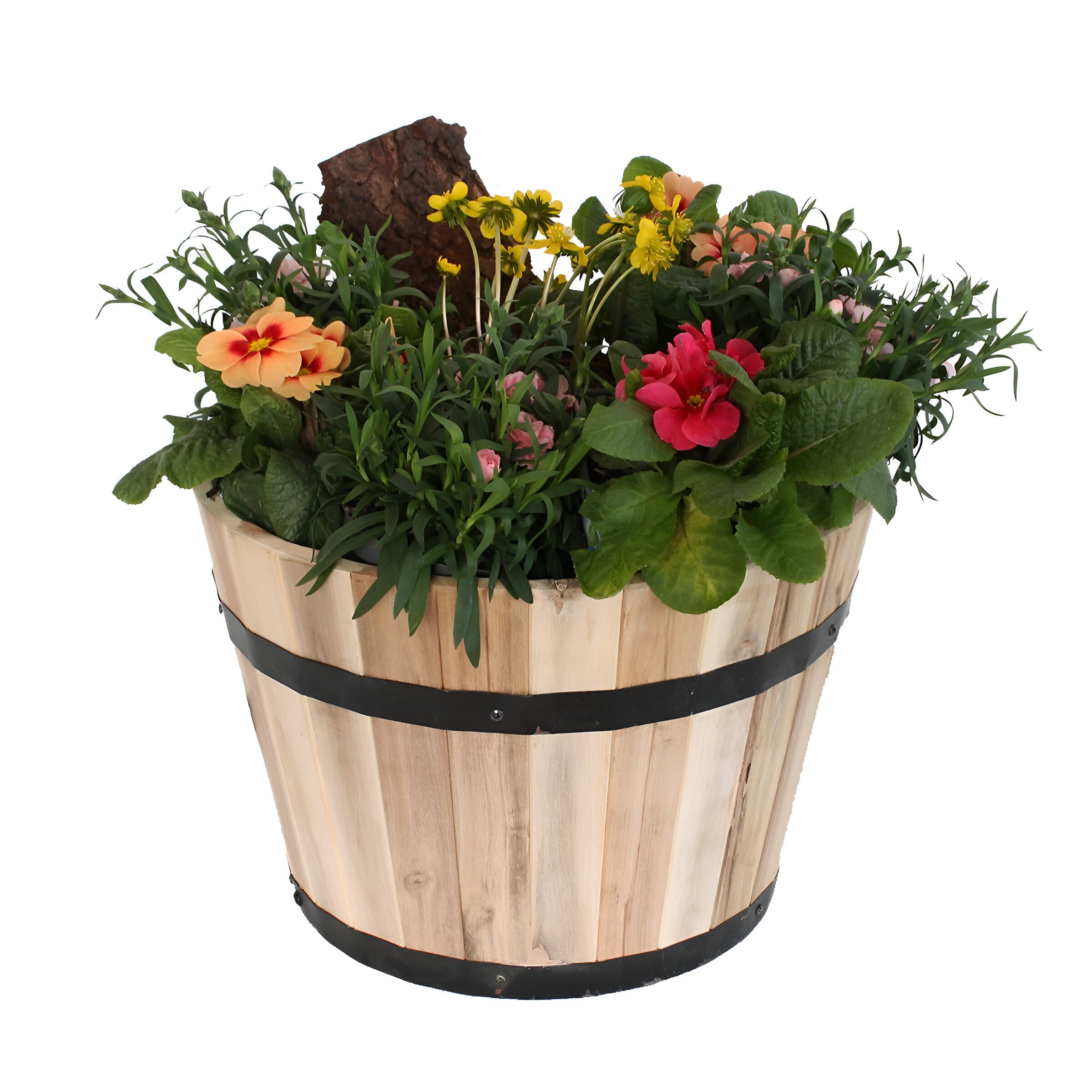 colourliving Pflanzkübel Pflanzkübel aus Akazienholz – Rundes Holzfass natur (1 St), in 2 Versionen verfügbar: 46 cm und 53 cm