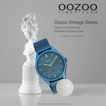 OOZOO Quarzuhr Oozoo Damen Armbanduhr Ultra Slim, Damenuhr rund, mittel (ca. 38mm) Edelstahlarmband, Fashion-Style