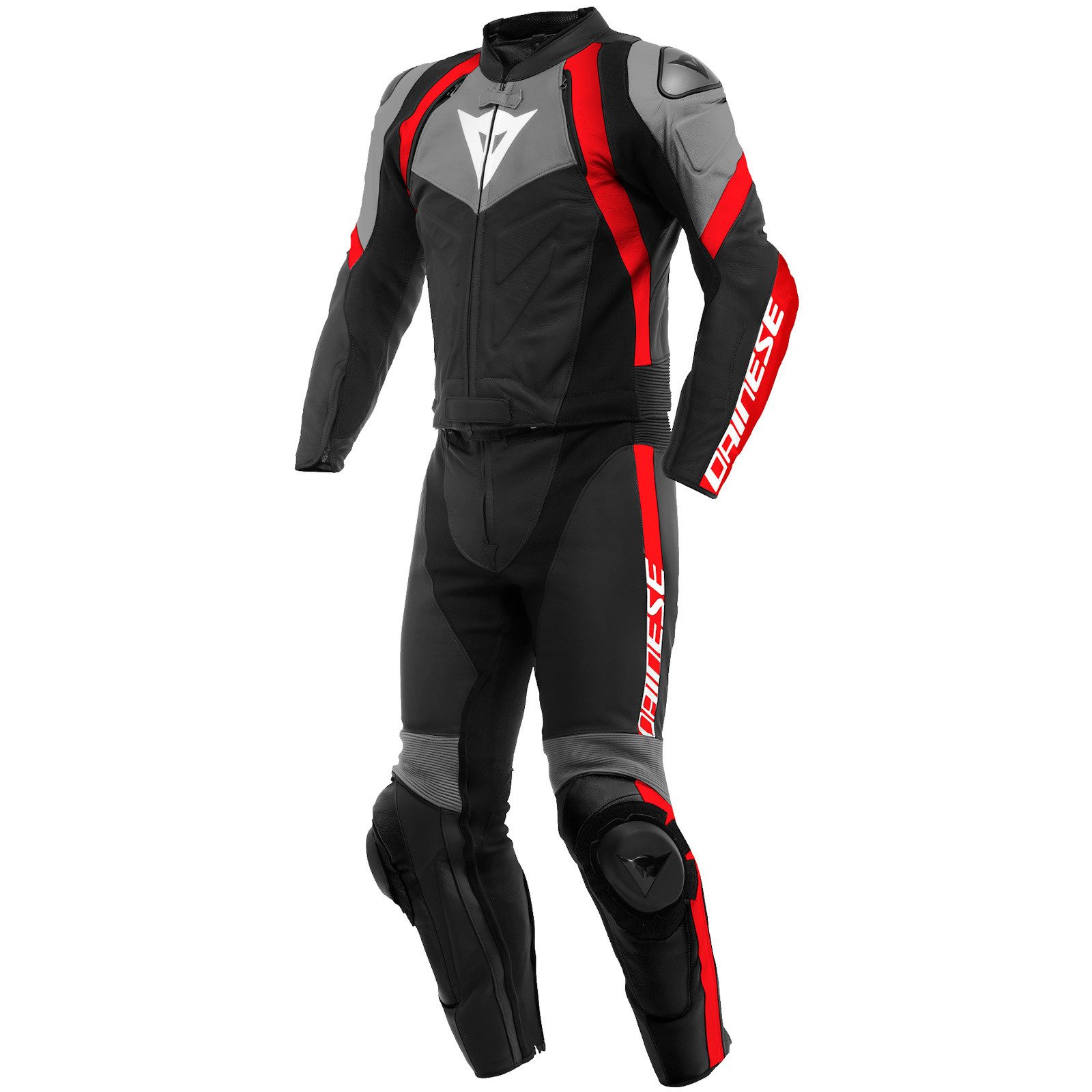 Motorradkombi Dainese Avro 4 2 tlg. Lederkombi Schwarz / Antrazit / Lava-Rot
