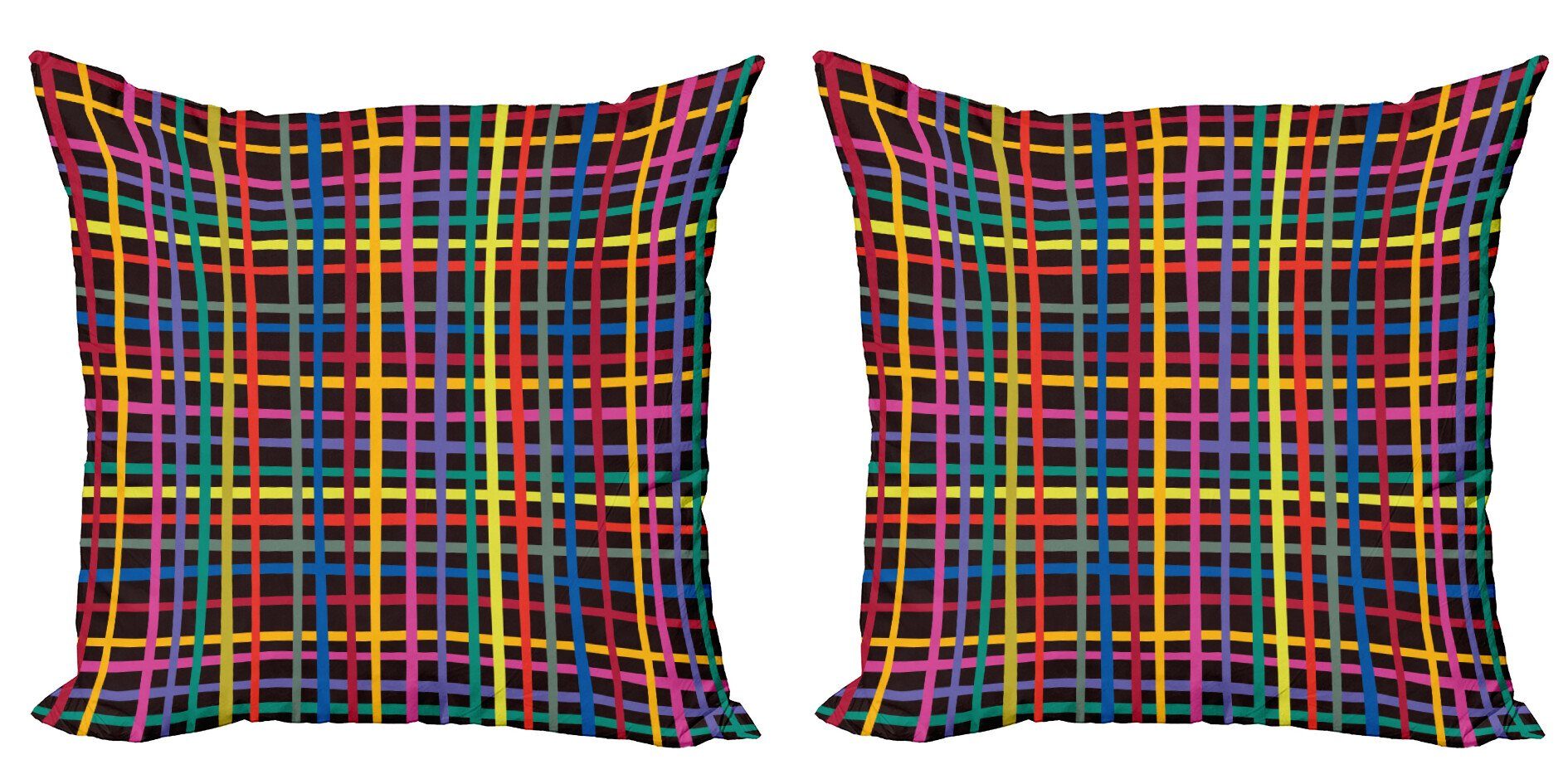 Kissenbezüge Modern Accent Doppelseitiger Linie (2 Checkered Geometrisch Abakuhaus Stück), Digitaldruck, Minimalist