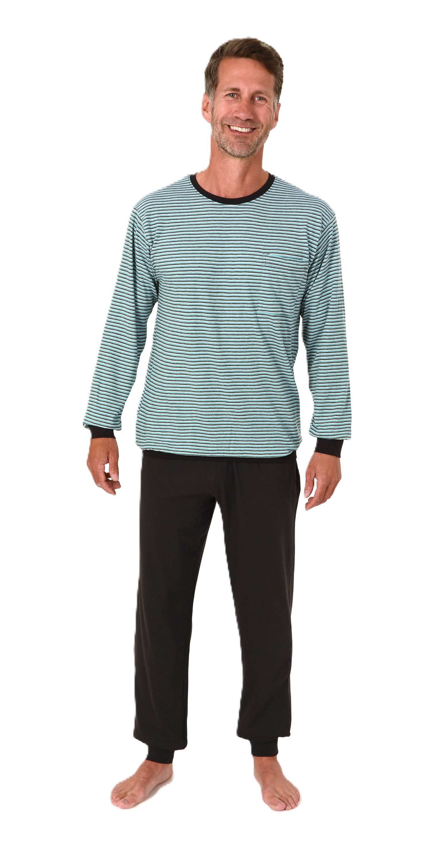 Normann Pyjama Normann Herren Schlafanzug mit Bündchen in feiner Streifenop günstig online kaufen