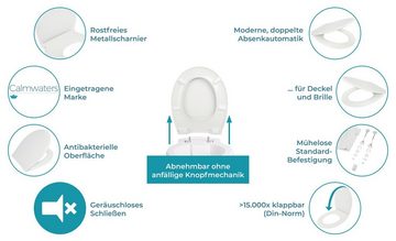 Calmwaters Tiefspül-WC, Wandhängend, Abgang Waagerecht, Wand WC, spülrandlos, 6 cm erhöht, WC-Sitz mit Absenkautomatik