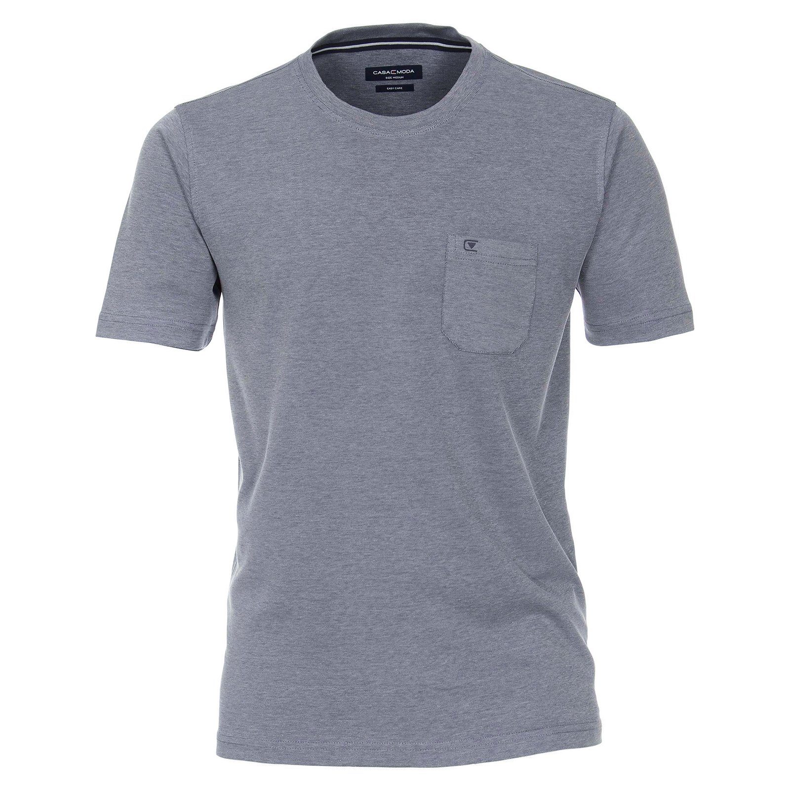 care" Herren melange CASAMODA blau-silber Langarm-Poloshirt CasaModa Große "easy Größen T-Shirt