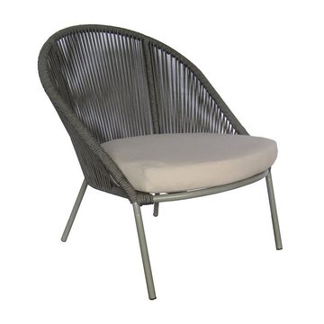 Lomadox Balkonset GARDA-120, (0-tlg), Gartenmöbel Set Sitzgruppe schwarz grau Geflecht modern Kissen Glas