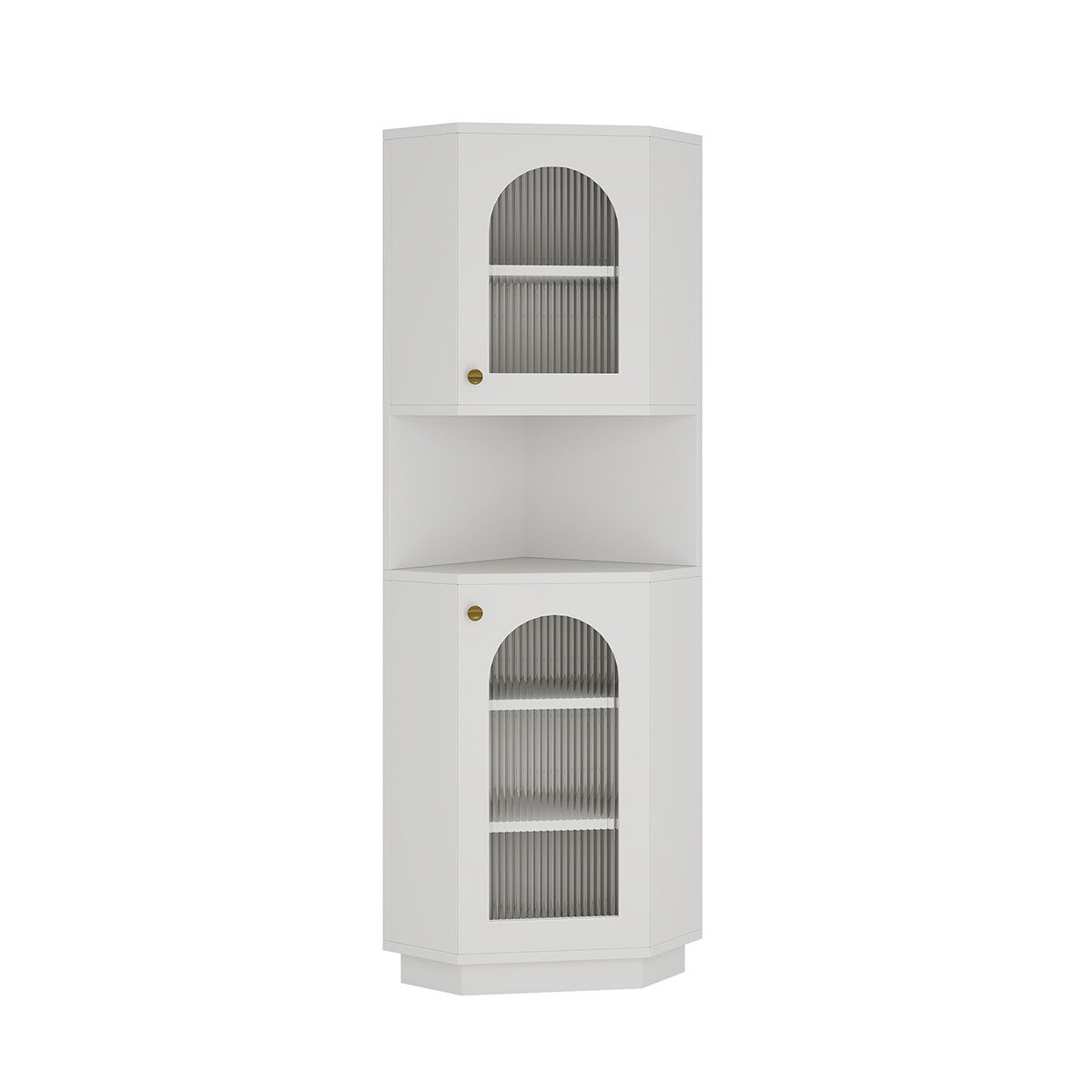 XDeer Barschrank Badschrank mit Lichtleiste und Zwei Ablagefächern Badezimmerschrank Badkommode Badezimmermöbel 45x45x166,5 cm