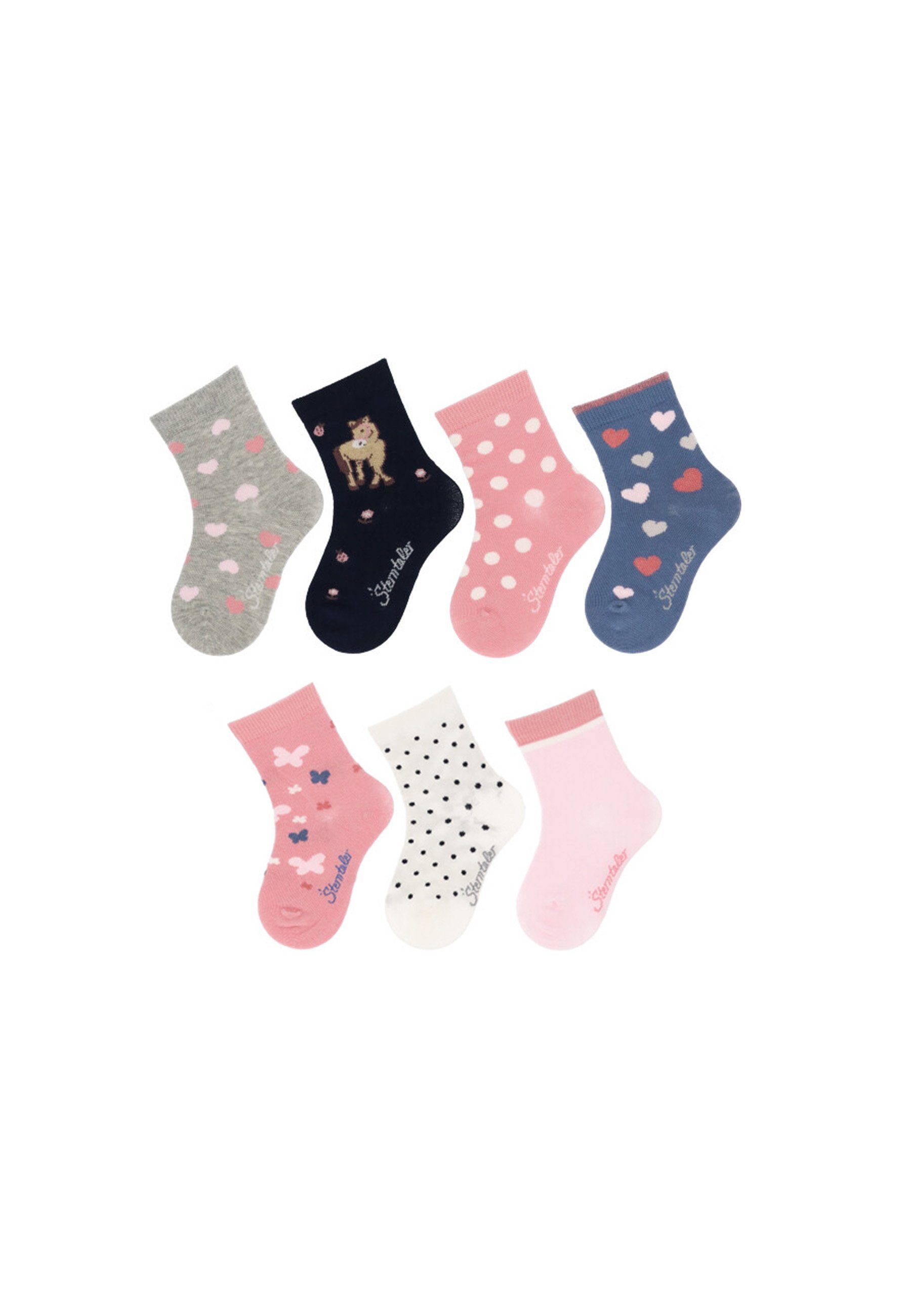 Sterntaler® Feinsöckchen Socken 7er-Box Punkte (7-Paar, 7er-Pack) 7 Paar Mädchensöckchen in Geschenkbox mit süßen Motiven