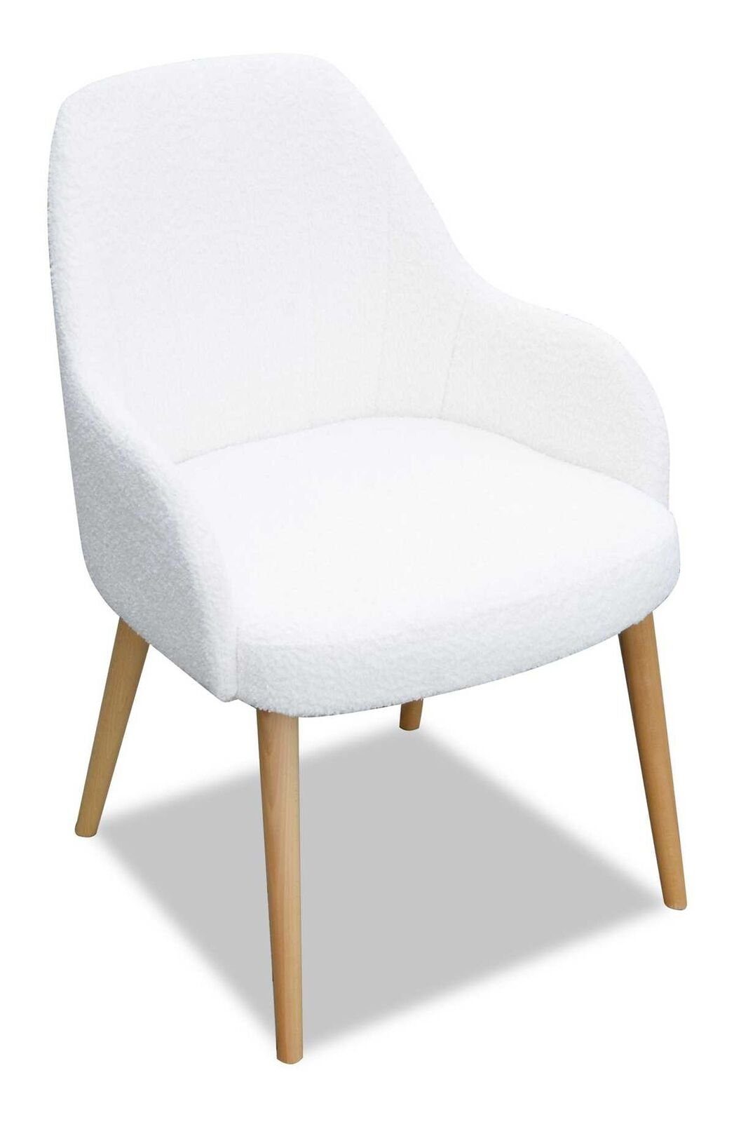 JVmoebel Stuhl Design Textil Luxus Lehnstuhl Stuhl mit Armlehne Esszimmerstuhl Braun (1 St) Weiß/Gelb