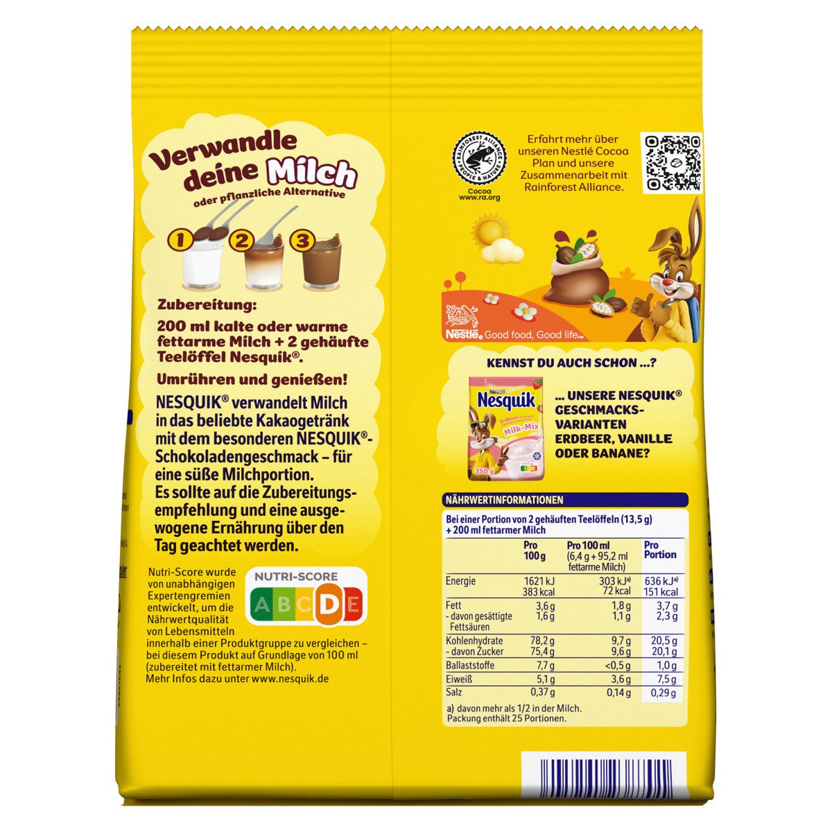 NESQUIK Kakao, Nesquik Original Kakao lösliches Kakaopulver Nachfüllbeutel 350g