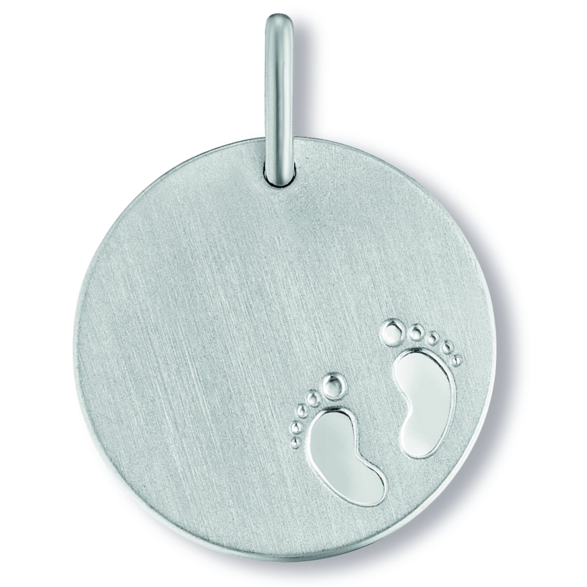 ONE ELEMENT Kette mit Anhänger Gravurplatte Baby Anhänger aus 925 Silber Ø 18,0 mm, Schmuckset - Set mit verstellbarer Halskette