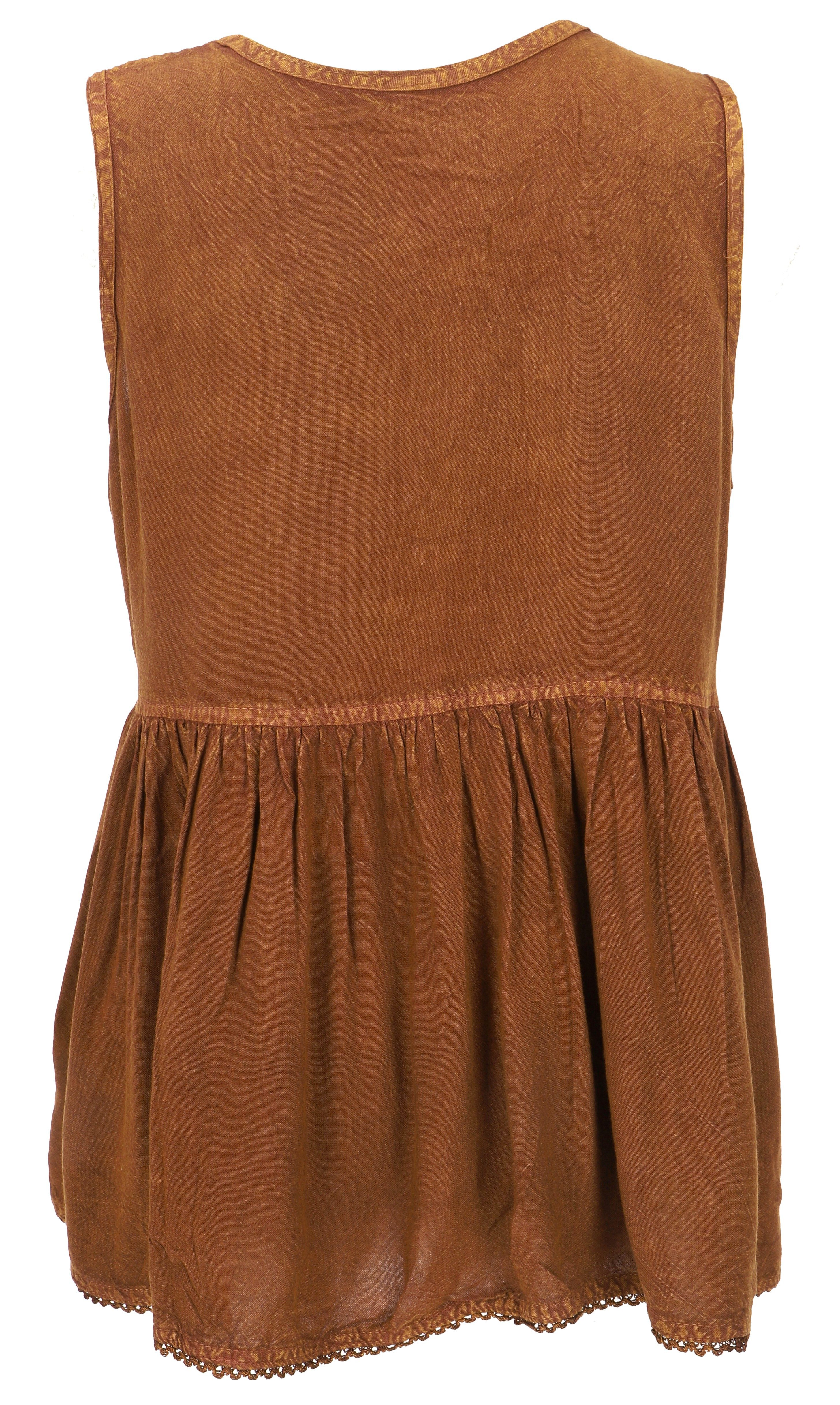 Guru-Shop T-Shirt Top Boho chic, besticktes Top - braun Festival, Ethno Style, alternative Bekleidung – Bild 4 von 5