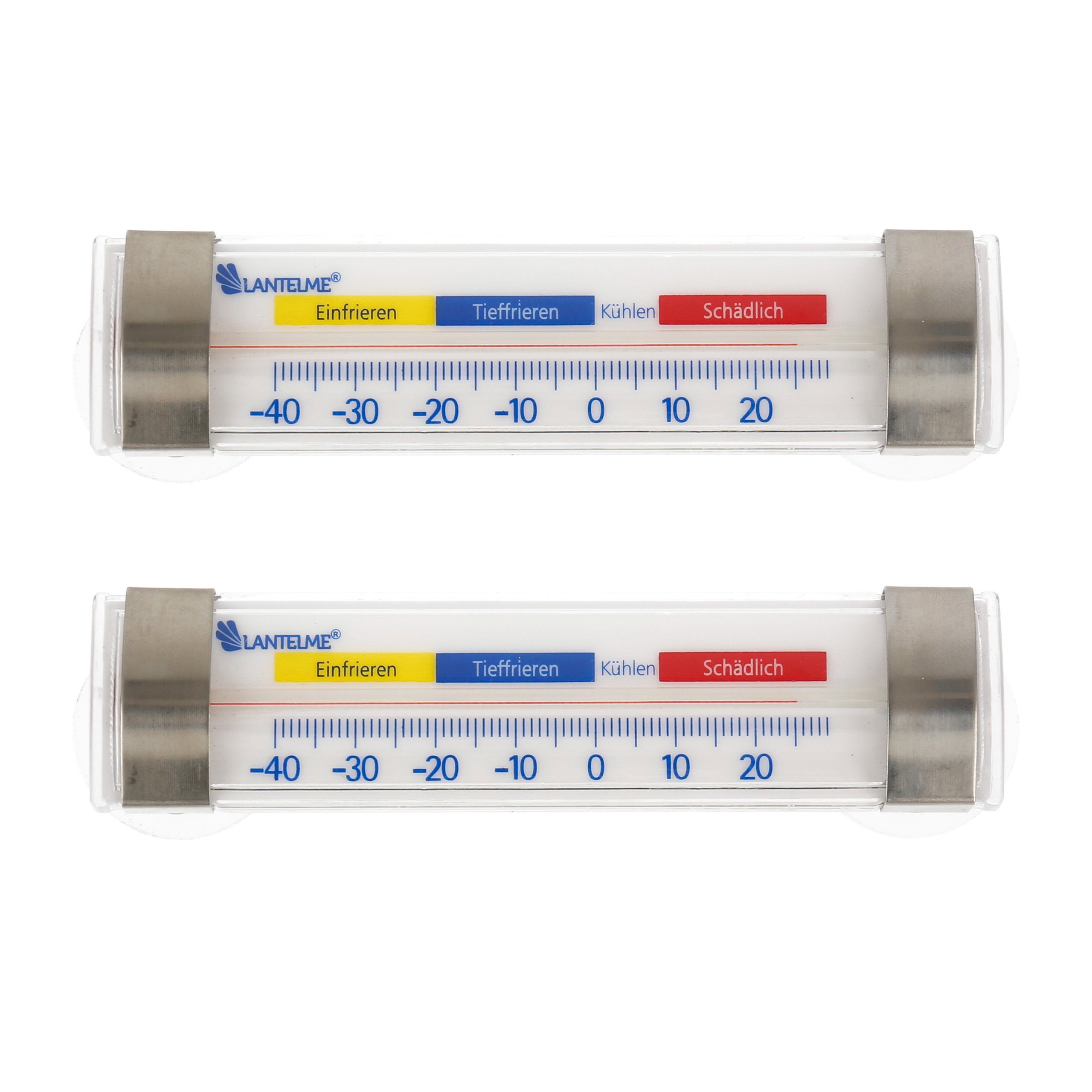 Lantelme Kühlschrankthermometer Kühlschrankthermometer mit Saugnapf 7589, Spar-Set 2-tlg., für Kühlschrank, Gefrierschrank, Kühltheke