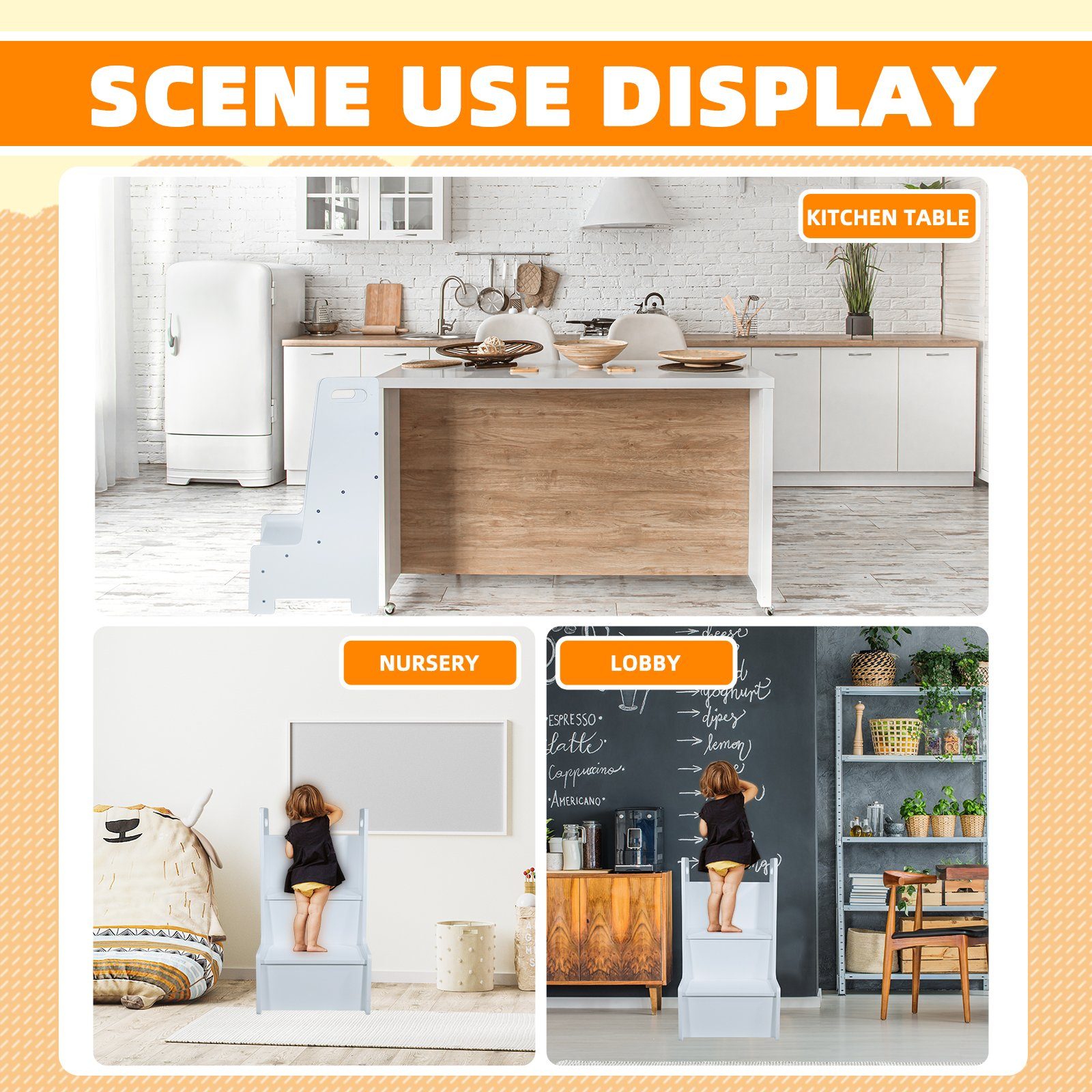 CCLIFE Stehhilfe Lernturm Lernstuhl Kinderstuhl Küche Helper Kindertritt Montessori