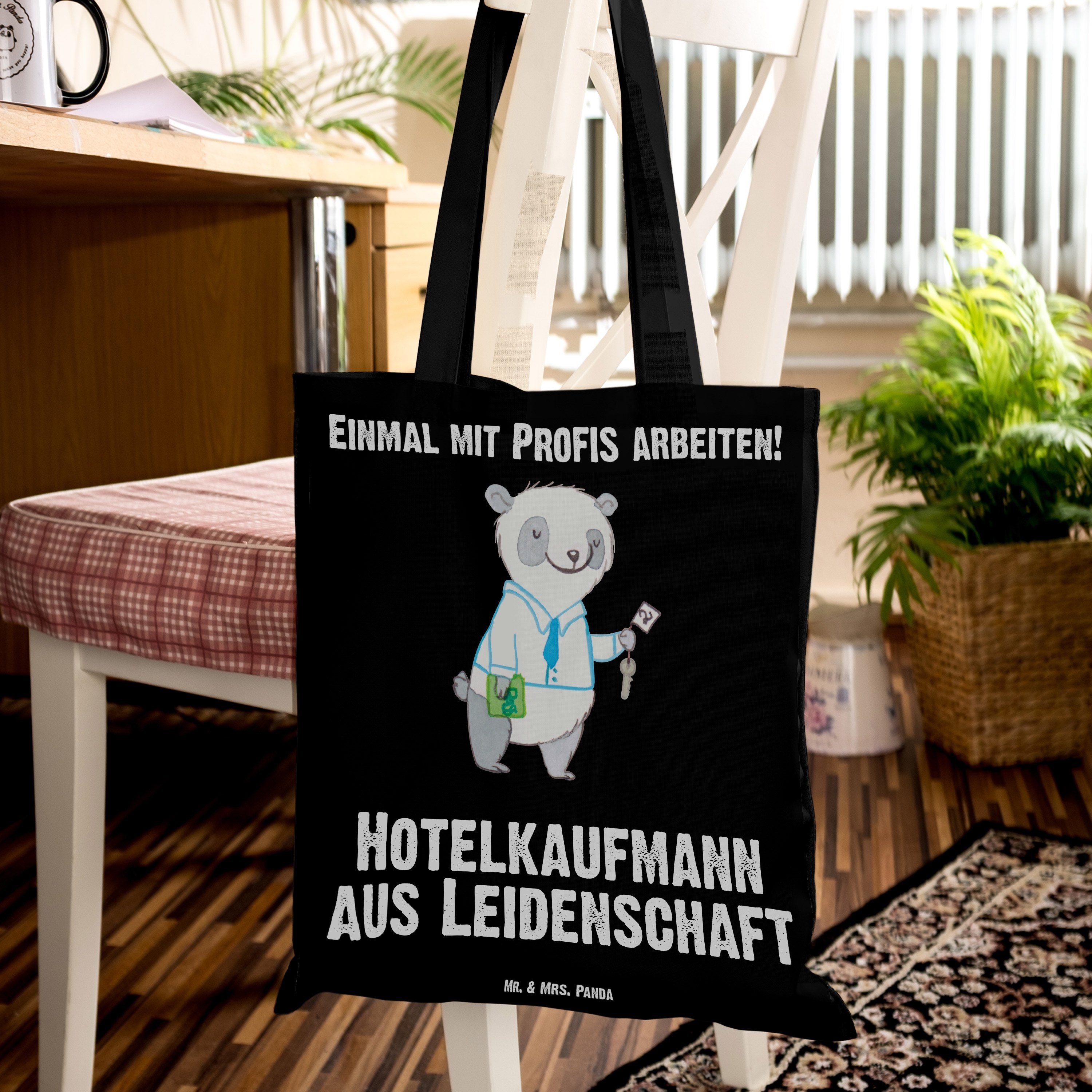 Tragetasche Panda Schwarz - aus Mr. Hotelkaufmann (1-tlg) & Leidenschaft Kollegin, Mrs. Beutel Geschenk, -