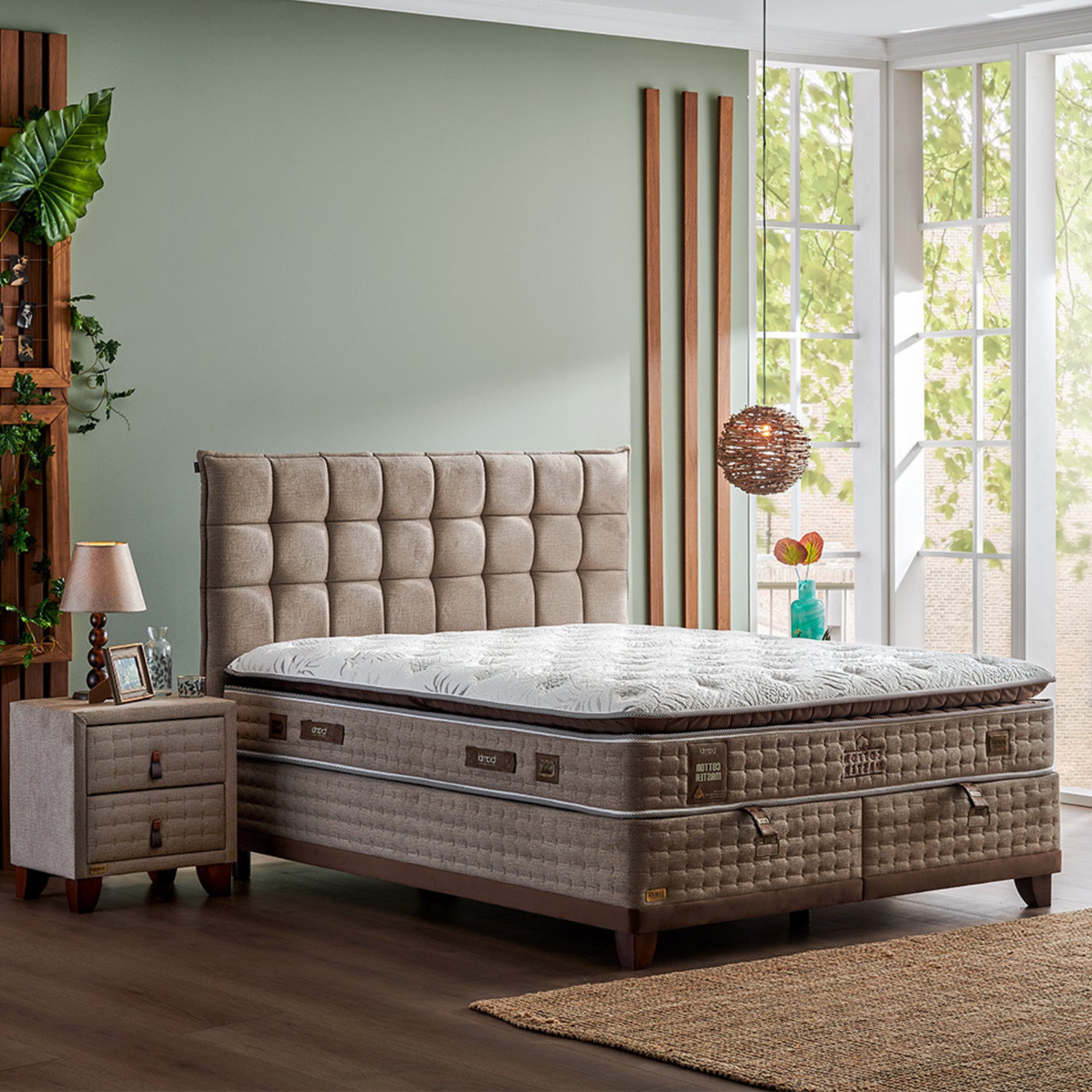 Bambi Boxspringbett Schlafzimmer Set Boxbett 180x200 - 140x200 Cotton Master