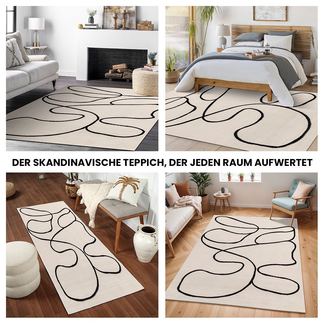 Livabliss Teppich KANO, rechteckig, Höhe: 11 mm, Skandinavischer Teppich, Kurzflor Boho-Wohnzimmerteppich, Läufer