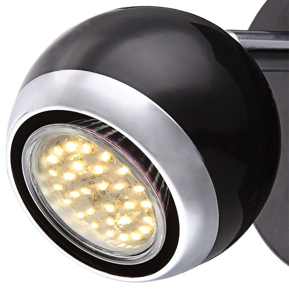 chrom Wandleuchte, Wandleuchte 2x Spotlampe inklusive, Globo LED LED Warmweiß, Wandstrahler schwarz Leuchtmittel schwenkbar