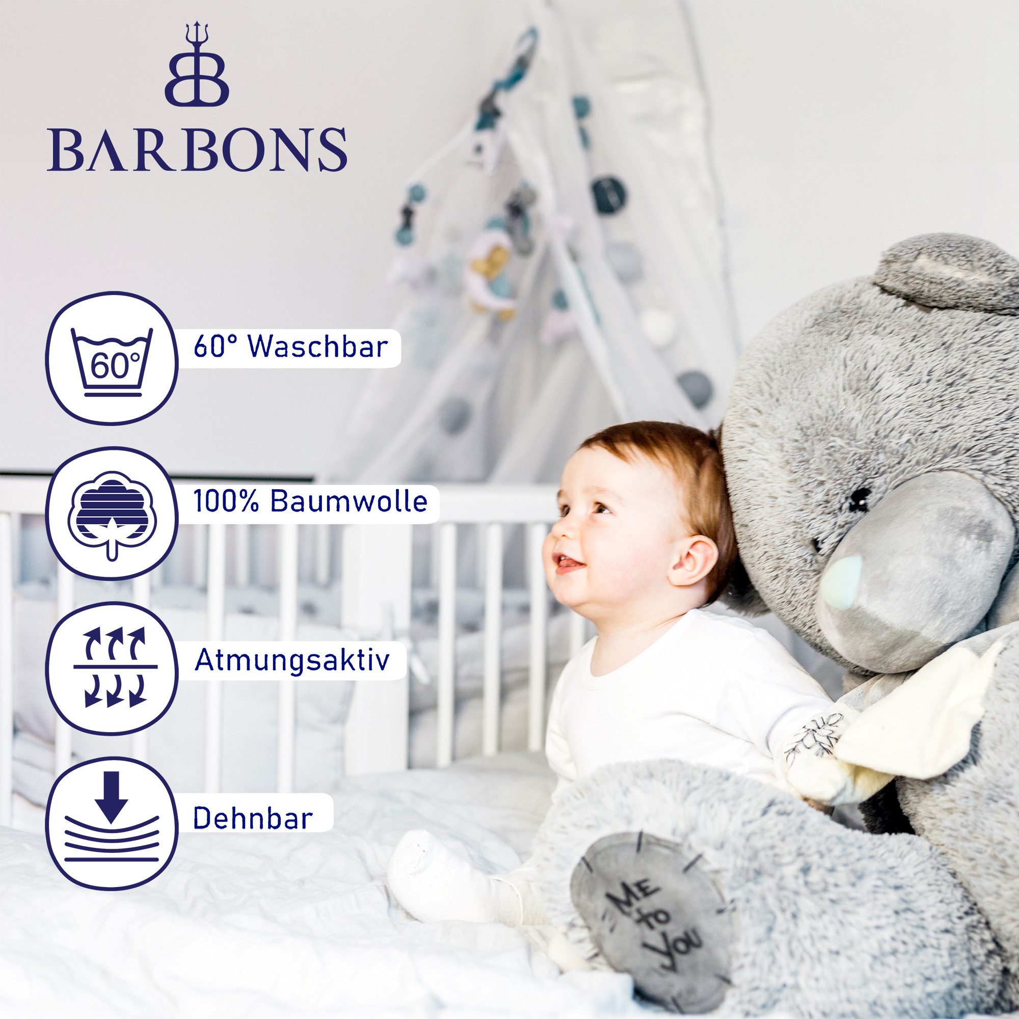 BARBONS Spannbettlaken 60x120 für Baby, Jersey Bettlaken Babybett, Kinderbett, (1 Stück), 100% Baumwolle