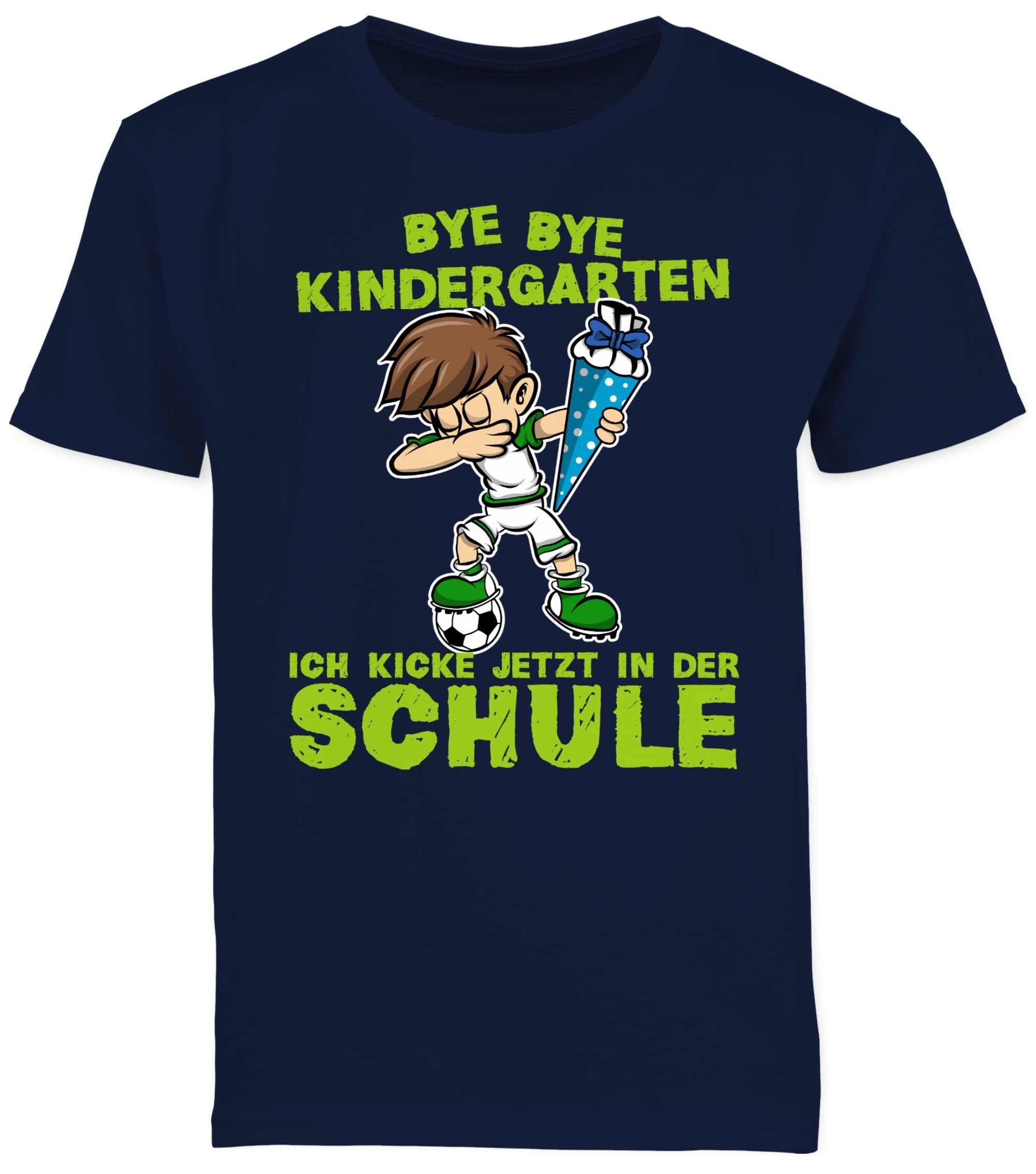 Shirtracer T-Shirt Bye Bye Kindergarten ich kicke jetzt in der Schule Dabbing Junge Fußba (1-tlg) Einschulung Junge Schulanfang Geschenke