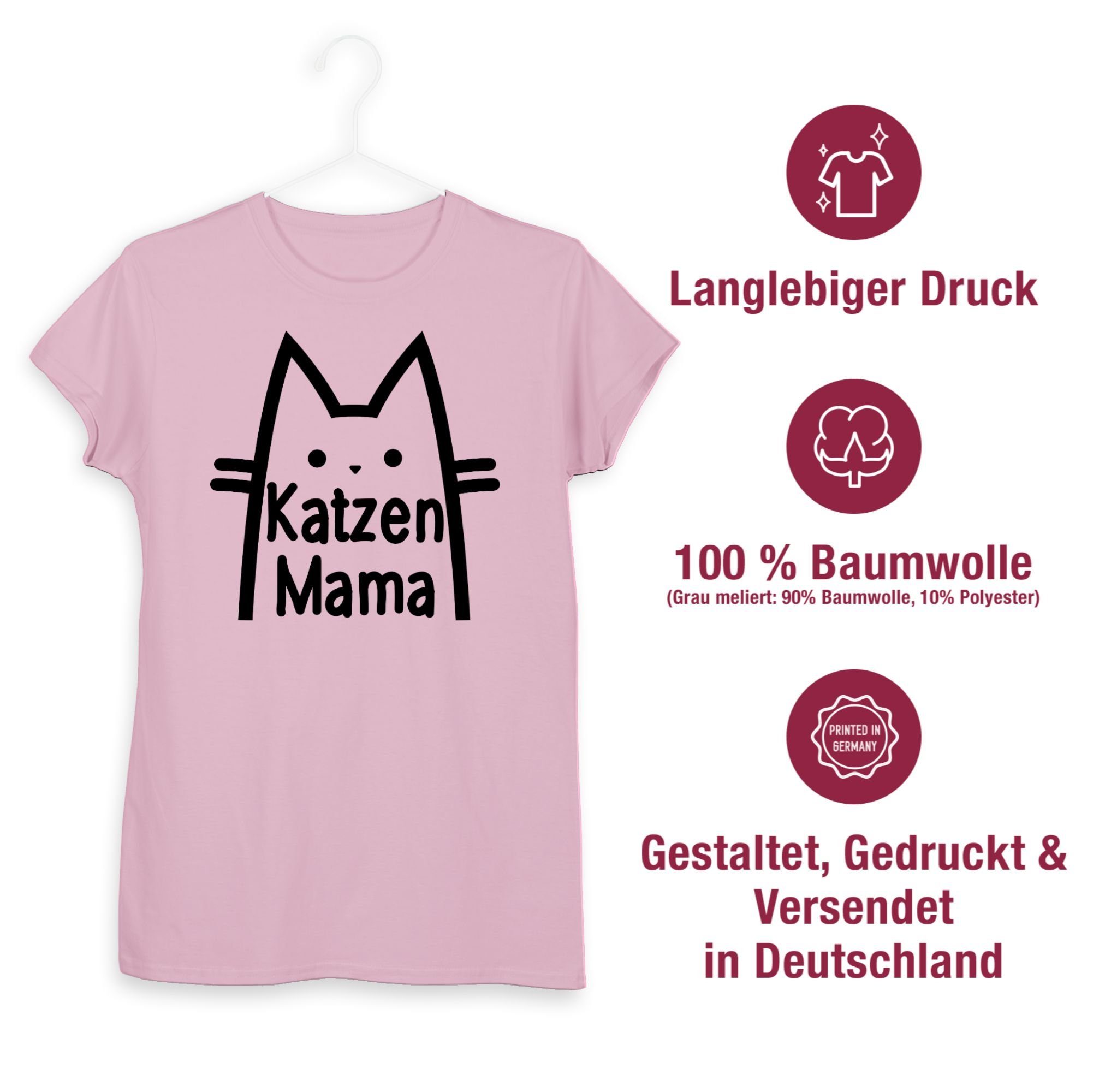 Damen Shirts Shirtracer T-Shirt Katzen Mama - Katzenbesitzer Geschenk - Damen Premium T-Shirt (1-tlg) Katze und Kater Zubehör