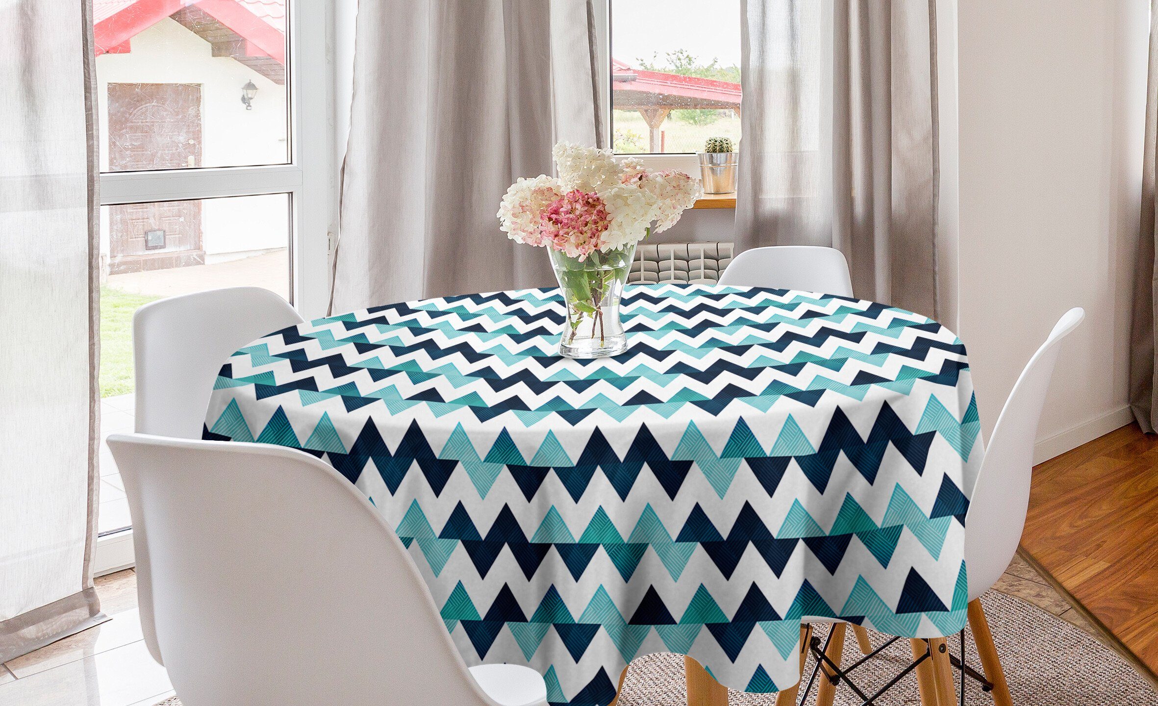 Esszimmer Abakuhaus Moderne und Zag Abdeckung Tischdecke Dekoration, Zig weiß für Blau Kreis Küche Tischdecke