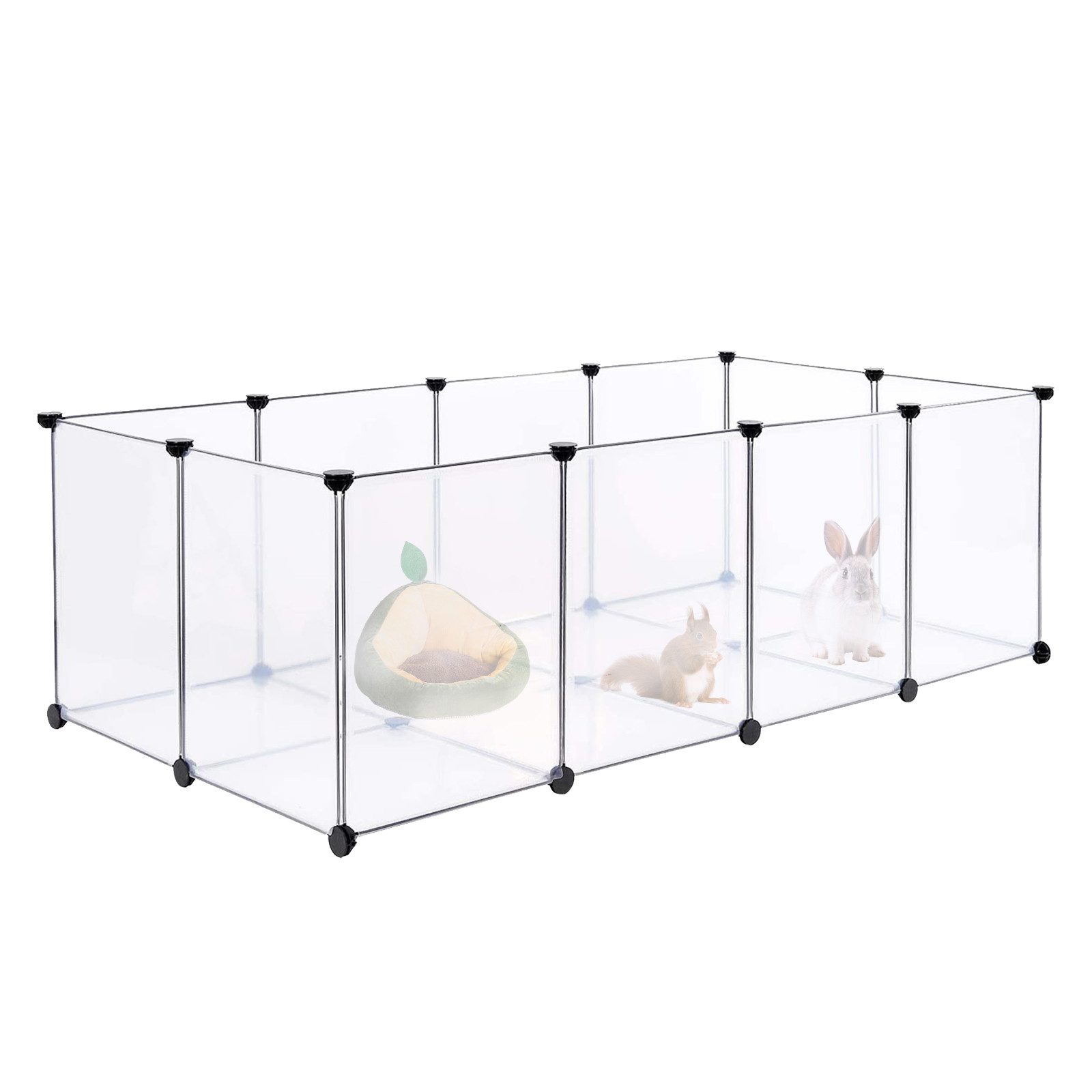 JEOBEST Kleintierkäfig Laufstall, Kaninchen, Meerschweinchen, Kleintiergehege für drinnen