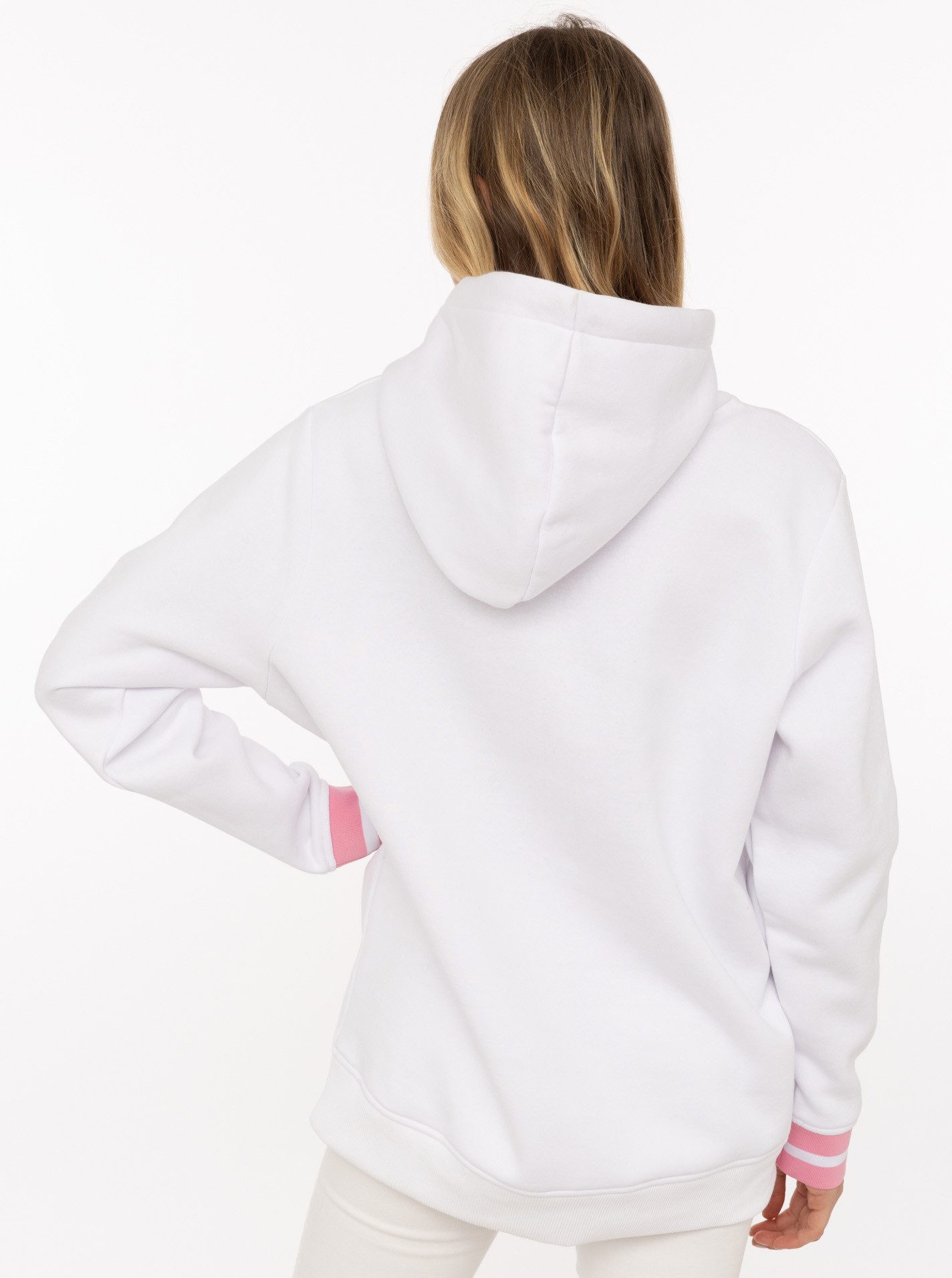 Zwillingsherz Hoodie "Rahel" mit "MOIN" und Anker Stickerei, kontrastfarbigen Ärmelbündchen