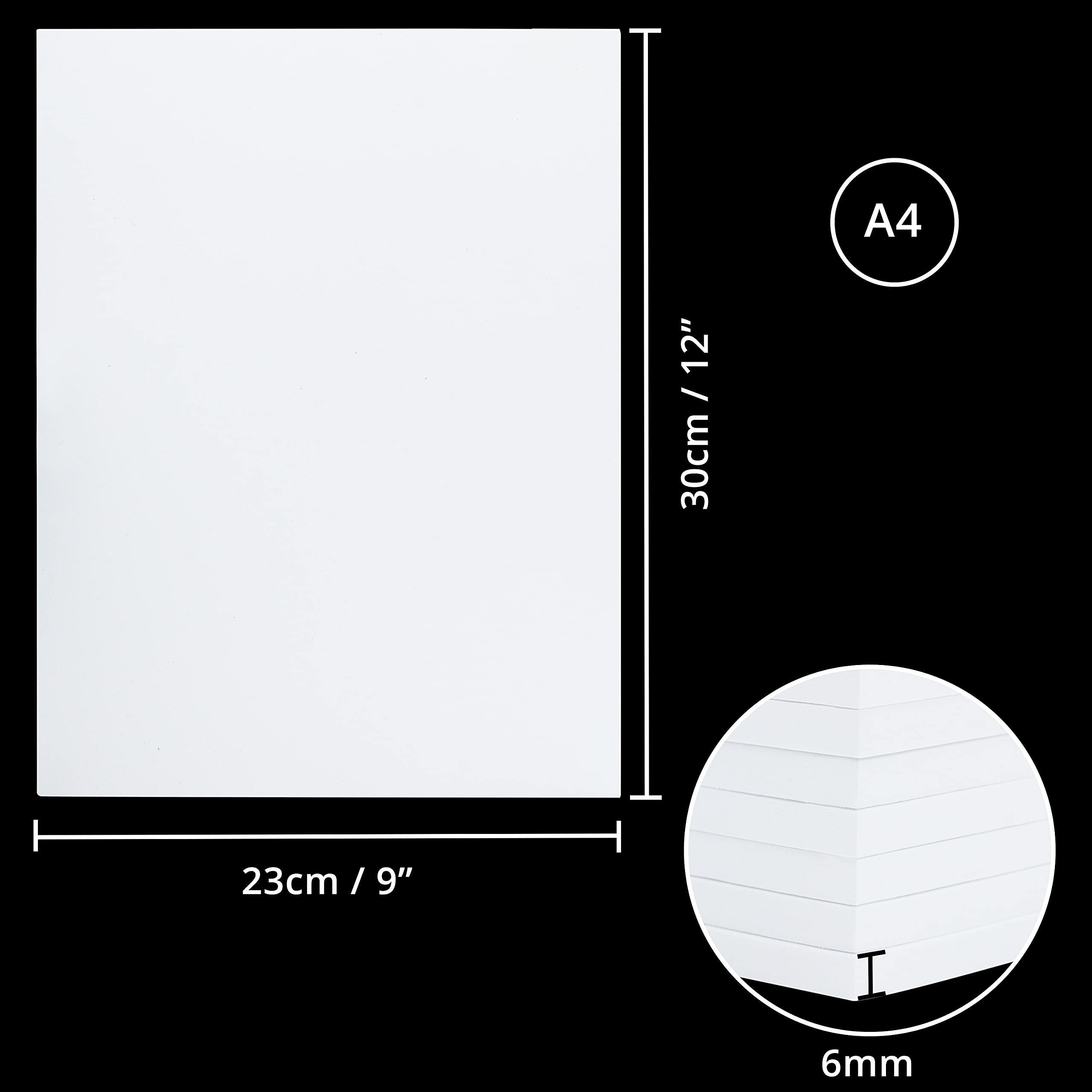 Belle Vous Aquarellpapier EVA-Schaumstoffplatten (10er Pack) - 30x23 cm - 6  mm Dicke, White EVA Foam Sheets (10 Pack) - 30x23 cm - 6 mm Thickness