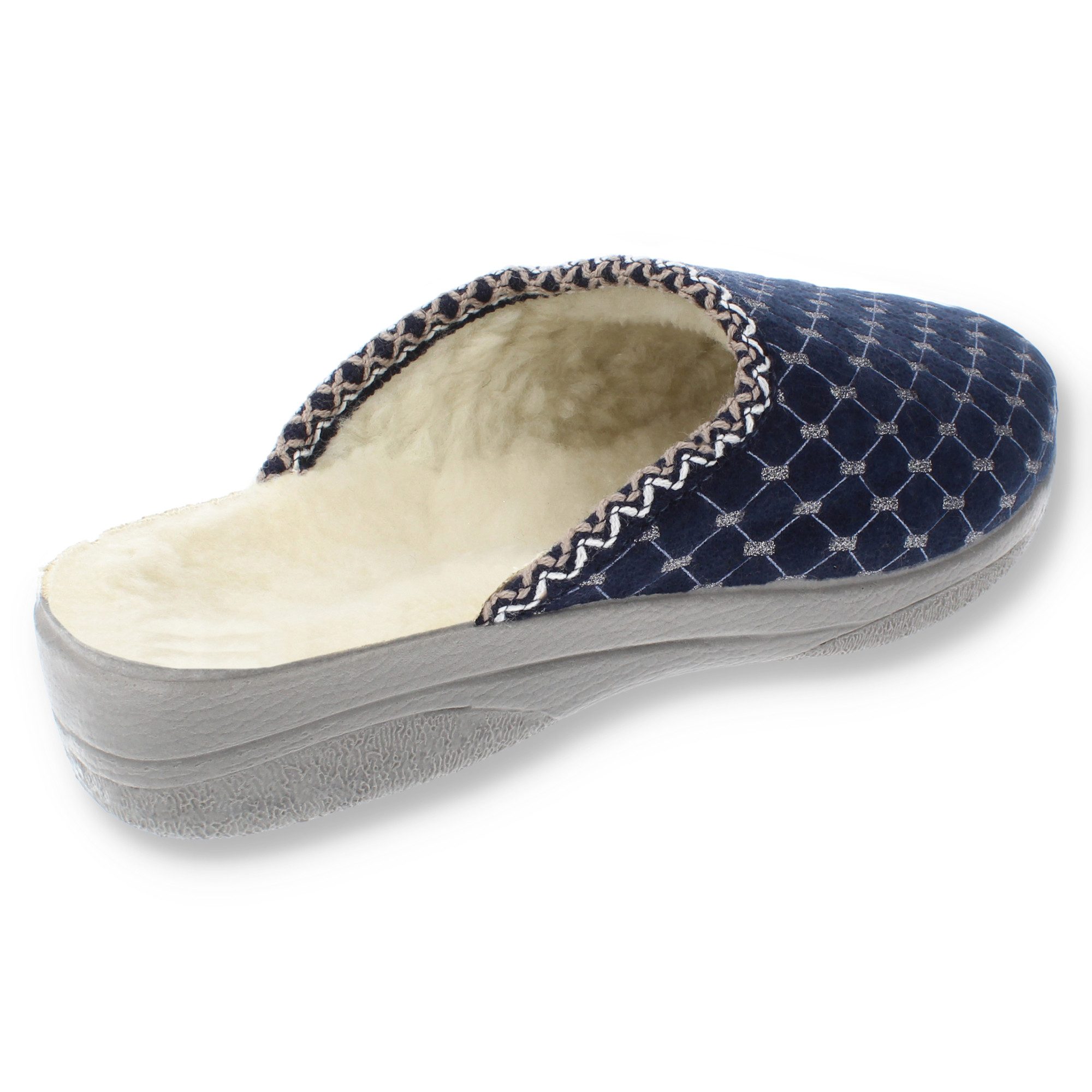 filsko Hafnir Leichte Winter Pantoffeln für Damen Hausschuh mit Schafwolle gefüttert