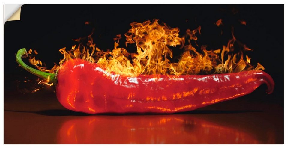 Artland oder versch. Leinwandbild, St), Wandbild scharfer Wandaufkleber Lebensmittel als Alubild, Größen Roter Chilipfeffer, in Poster (1