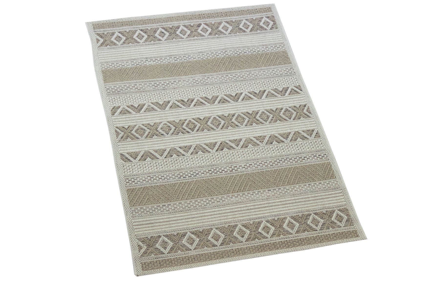 Carpetia Teppich In & Outdoor Sisal Teppich Balkon Küche Diamanten Design beigefarben, rechteckig, Höhe: 8 mm