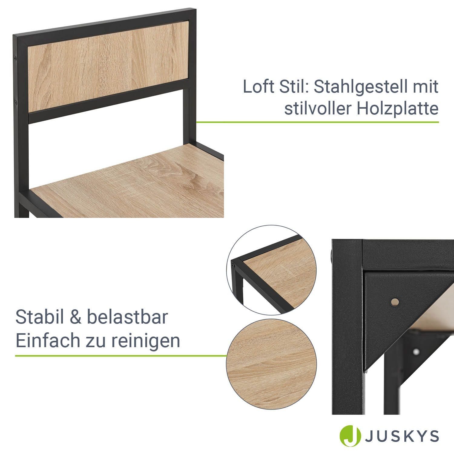 2 Juskys platzsparend, Design Graue Industrial Personen, klein, für Küchentisch, 3-teilig, Holzoptik