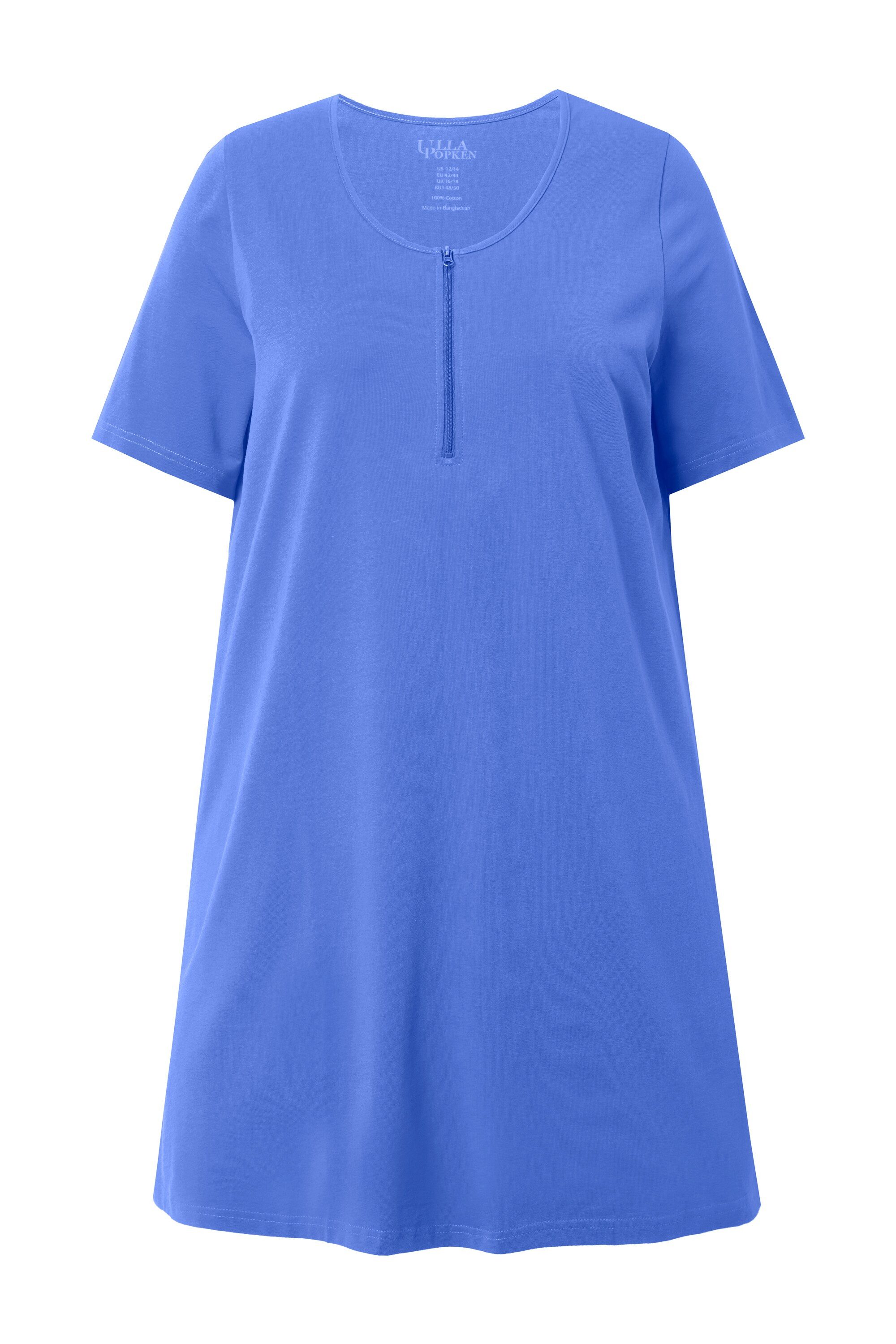 Ulla Popken Longshirt Longshirt Zipper A-Linie Rundhals Halbarm günstig online kaufen