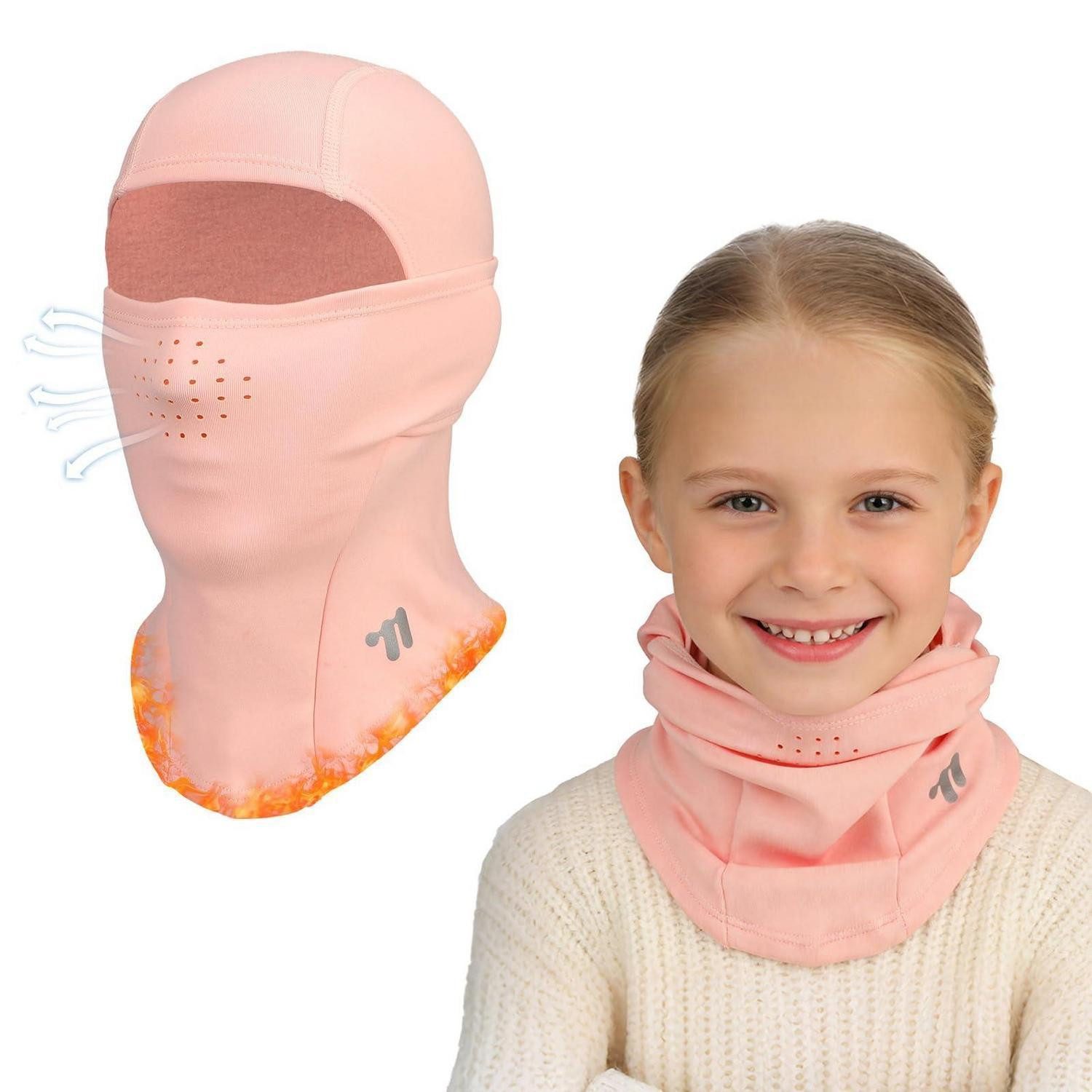 LuxusKollektion Sturmhaube Sturmhaube Kinder Fleece Skimaske Winddicht Halswärmer Rosa