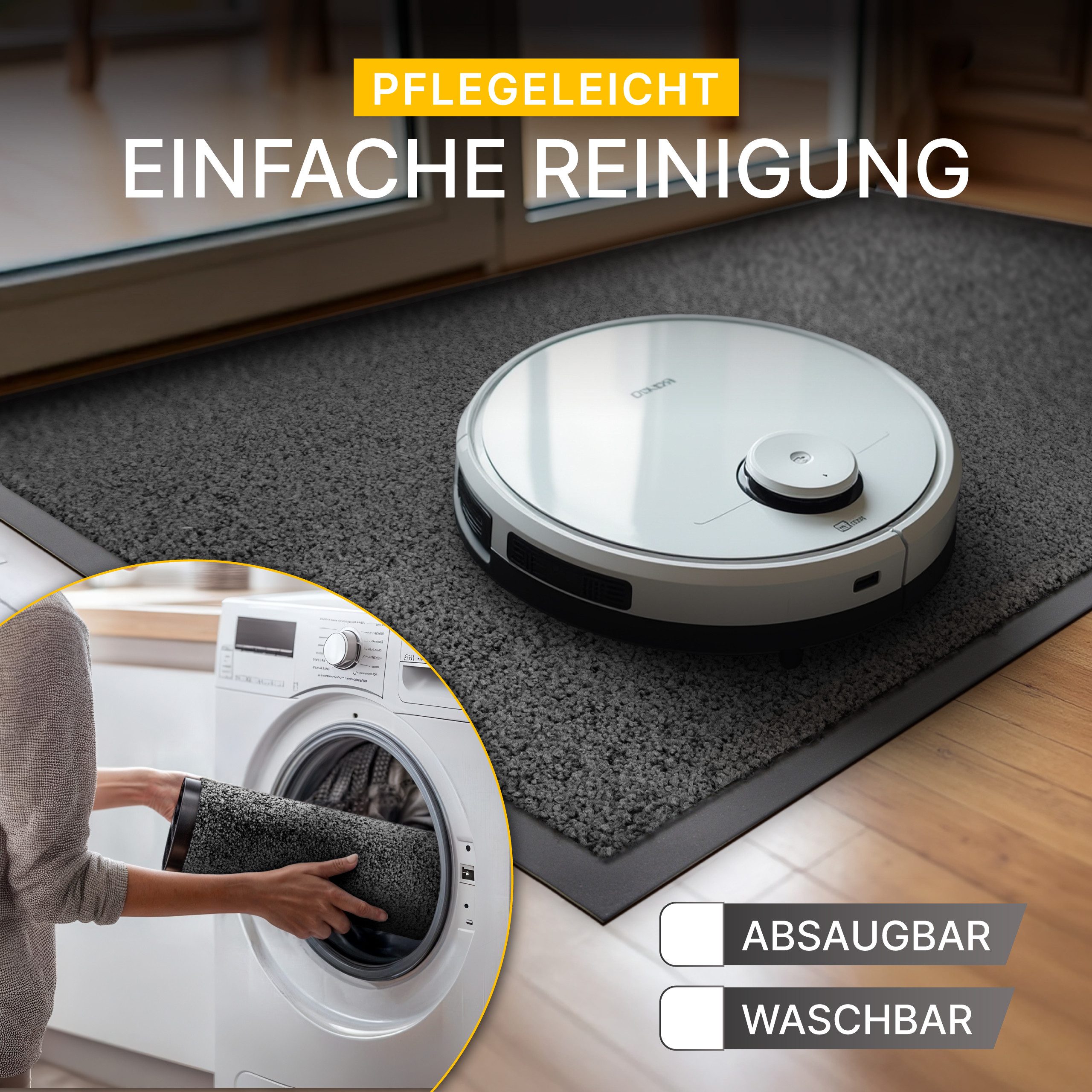 Entrando Fußmatte FIEL, Rechteckig, Höhe: 7 mm, Schmutzfangmatte Innen & Außen waschbar rutschfest dünn saugstark – Bild 5 von 5