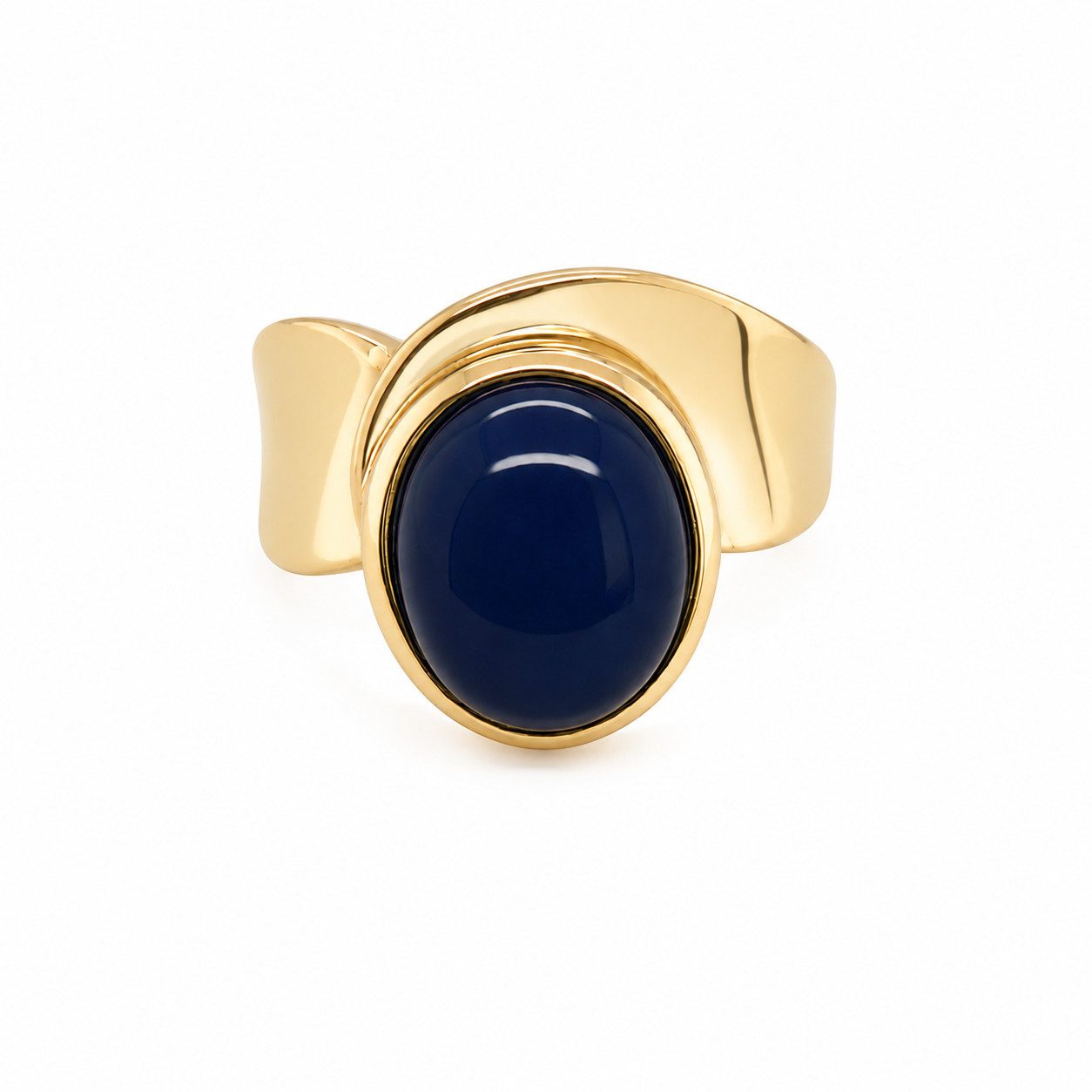 Sogni d'oro Fingerring "Mondnacht" mit tansanitfarbenem mystic Mondstein, Gelbgold 585