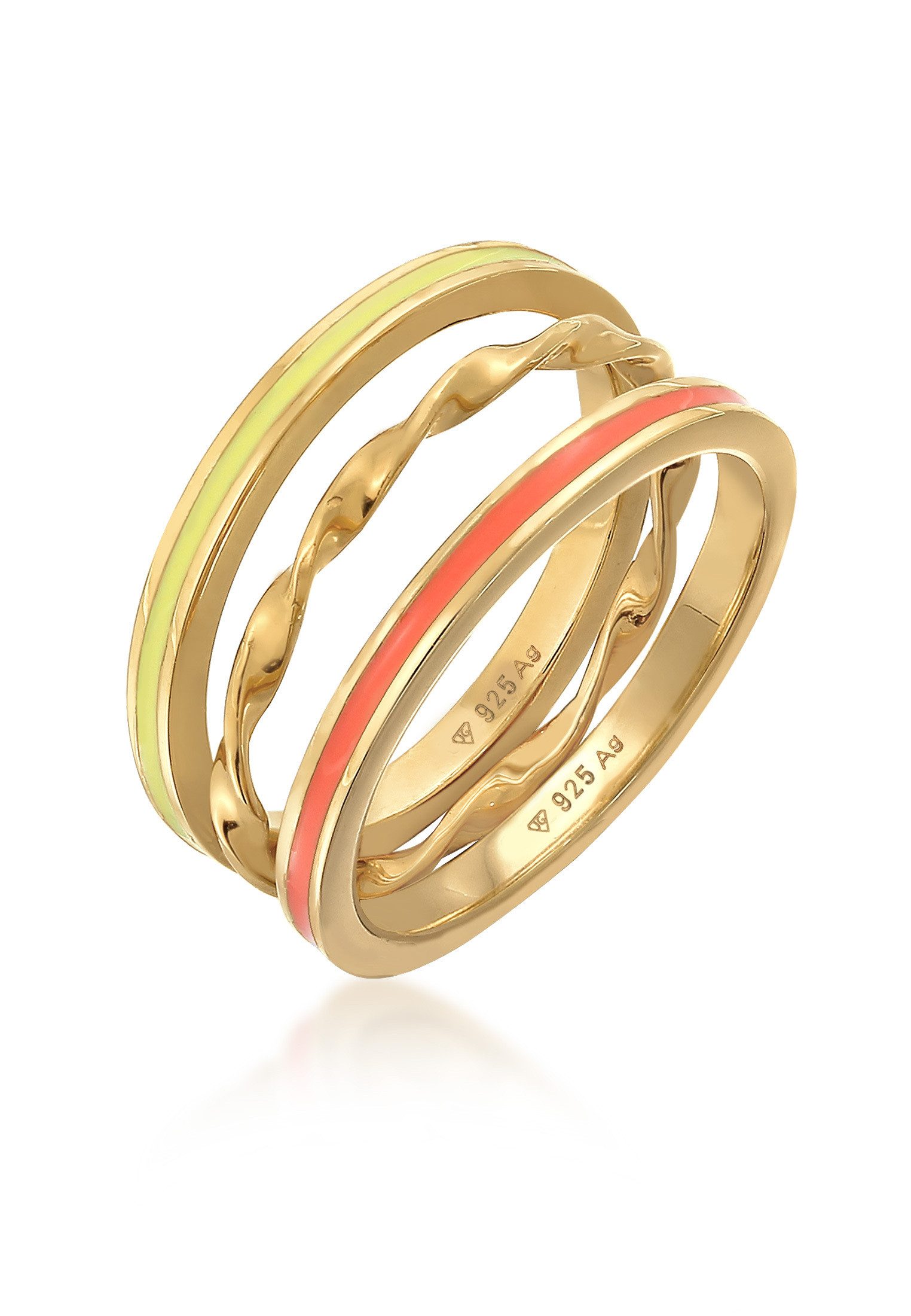 Ring-Set Emaille Gedreht BasicTrio 3er Set 925 Silber
