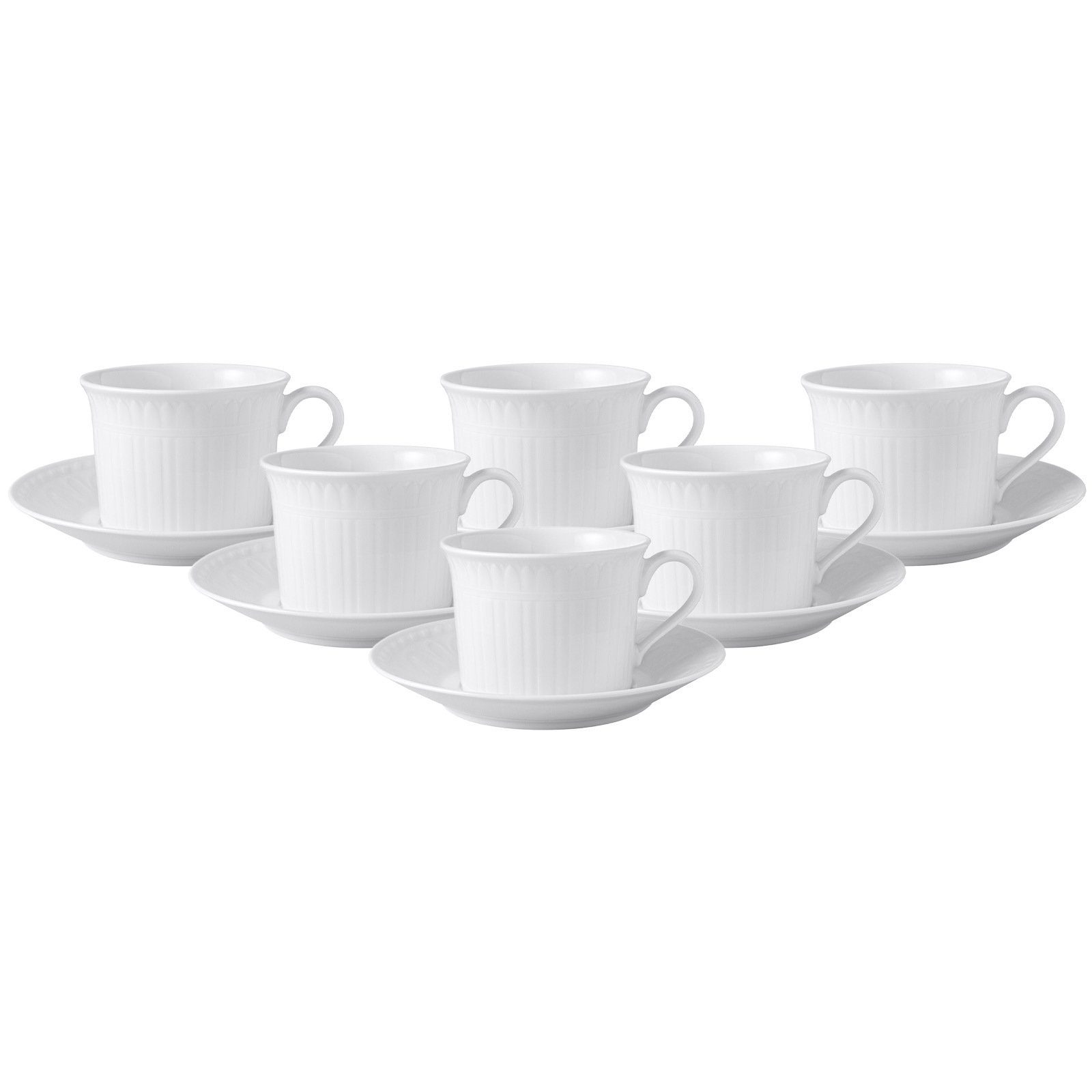 Villeroy & Boch Tasse Cellini Cappuccino Tassen mit Untertassen 350 ml, 12-tlg., Porzellan