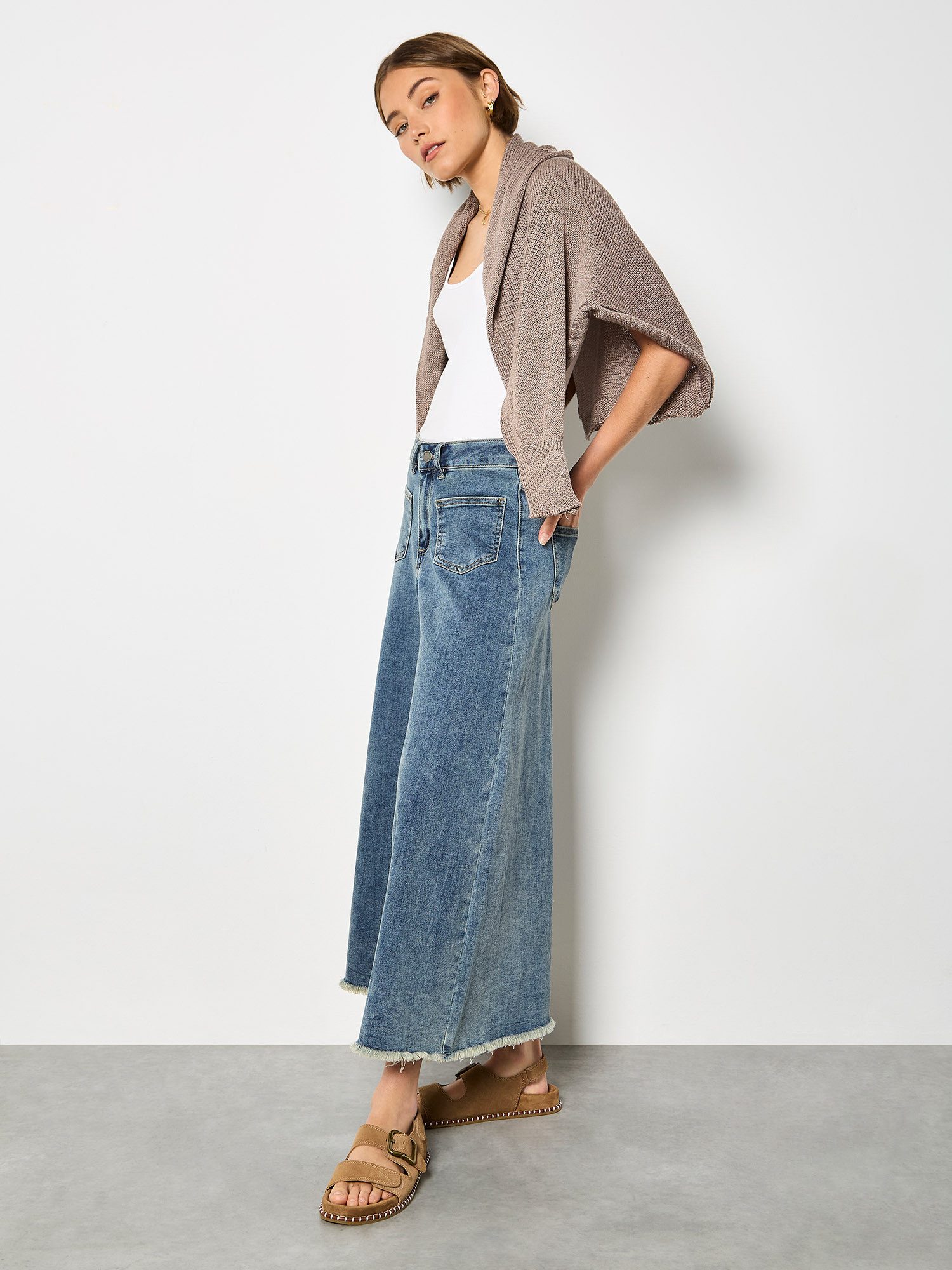 Apricot Weite Jeans 7/8-Jeans mit weitem Bein