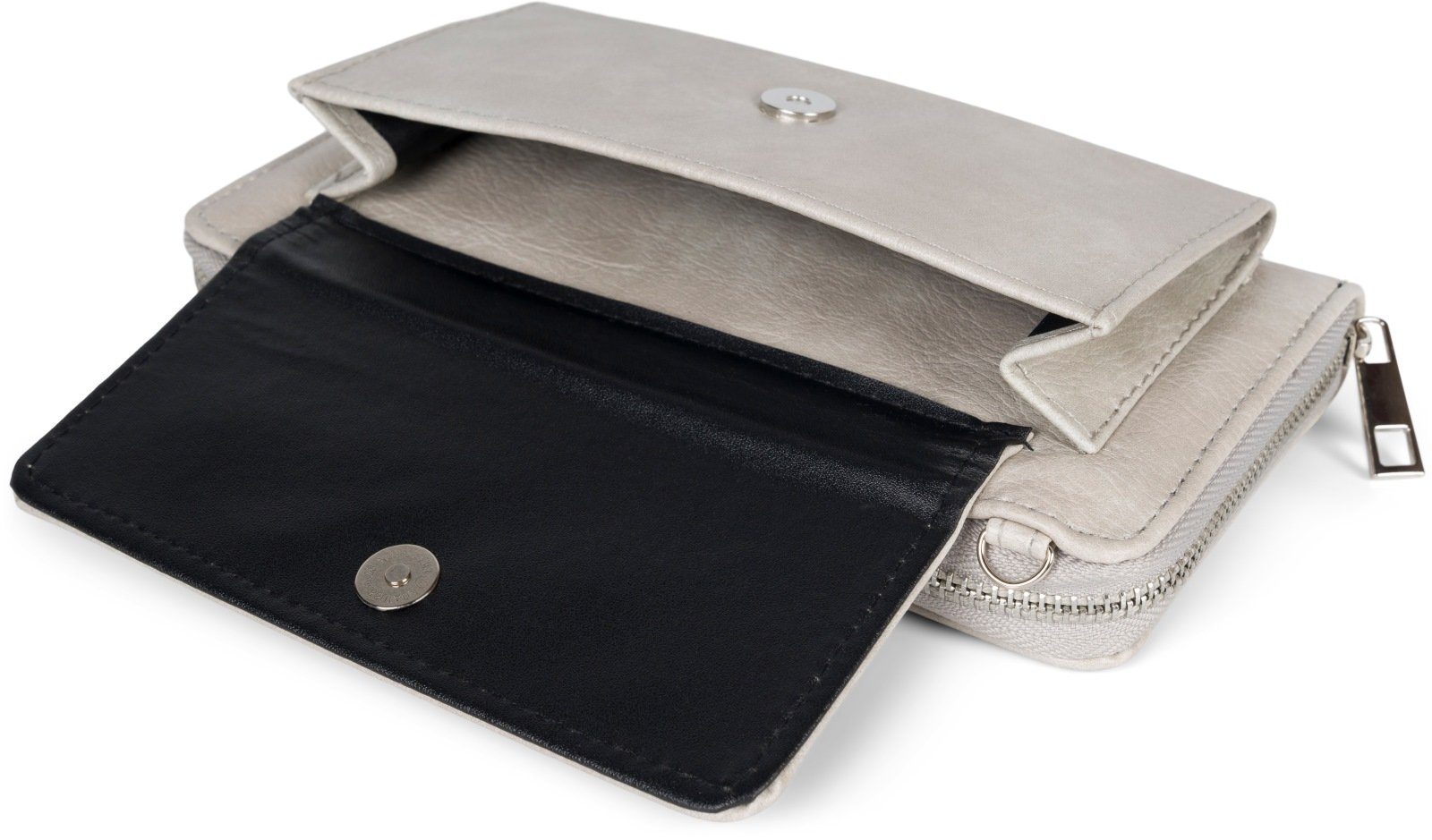 styleBREAKER Smartphonetasche (1-tlg), Geldbörse mit Handyfach Hellgrau Unifarben