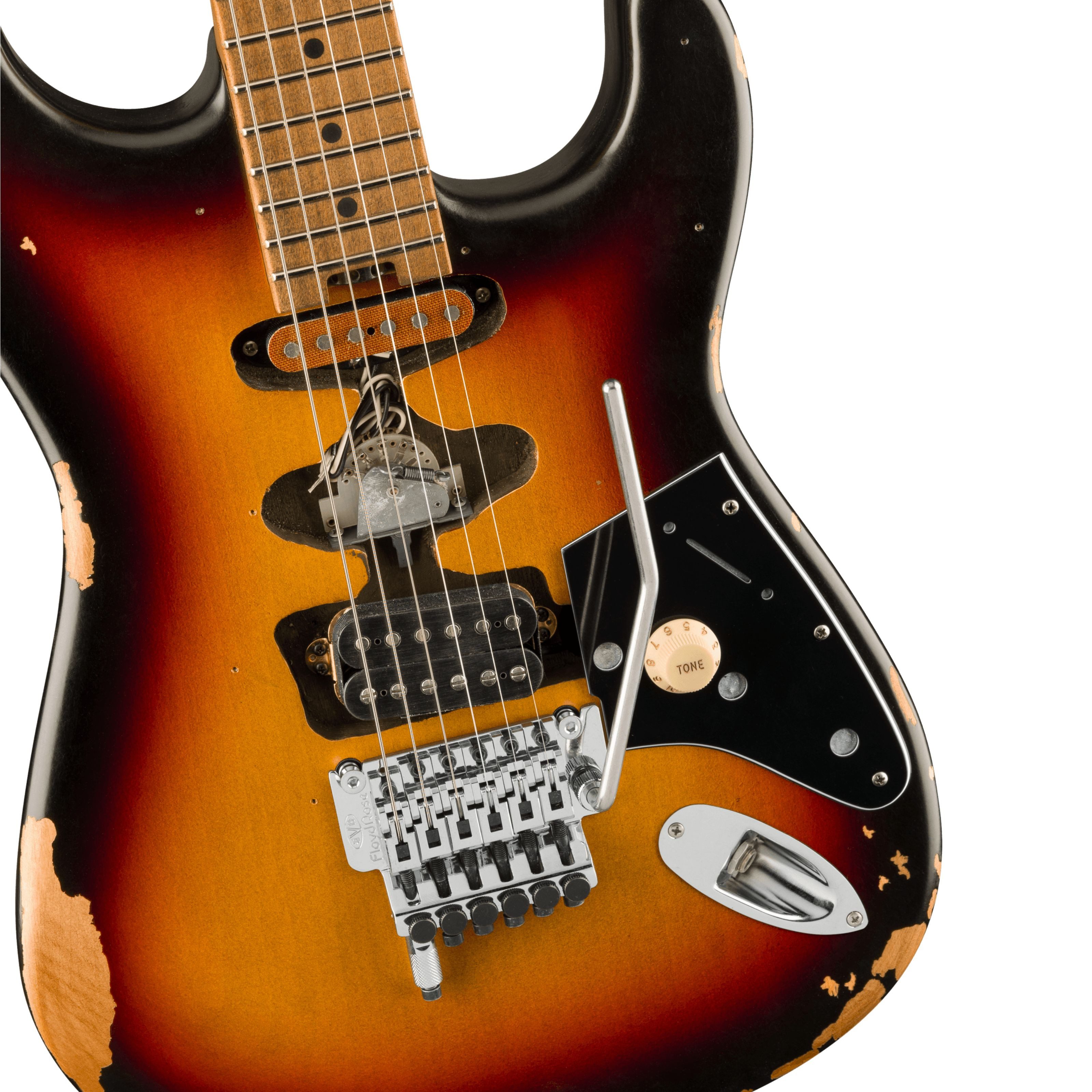 EVH E-Gitarre, E-Gitarren, ST-Modelle, Frankenstein Relic MN Vintage Sunburst - E-Gitarre